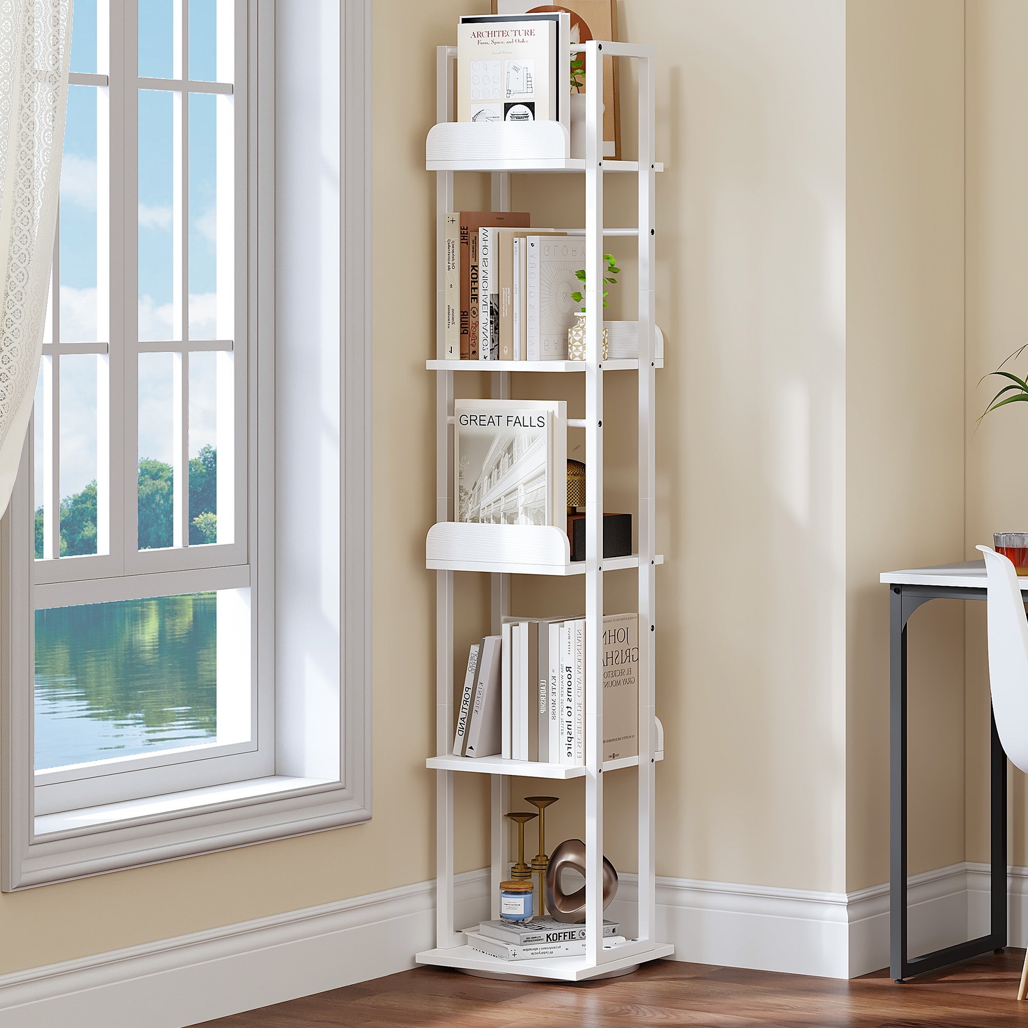 YITAHOME Bibliothèque 5 Niveaux Style échelle - Industriel - Métal Et Bois - 170 Cm