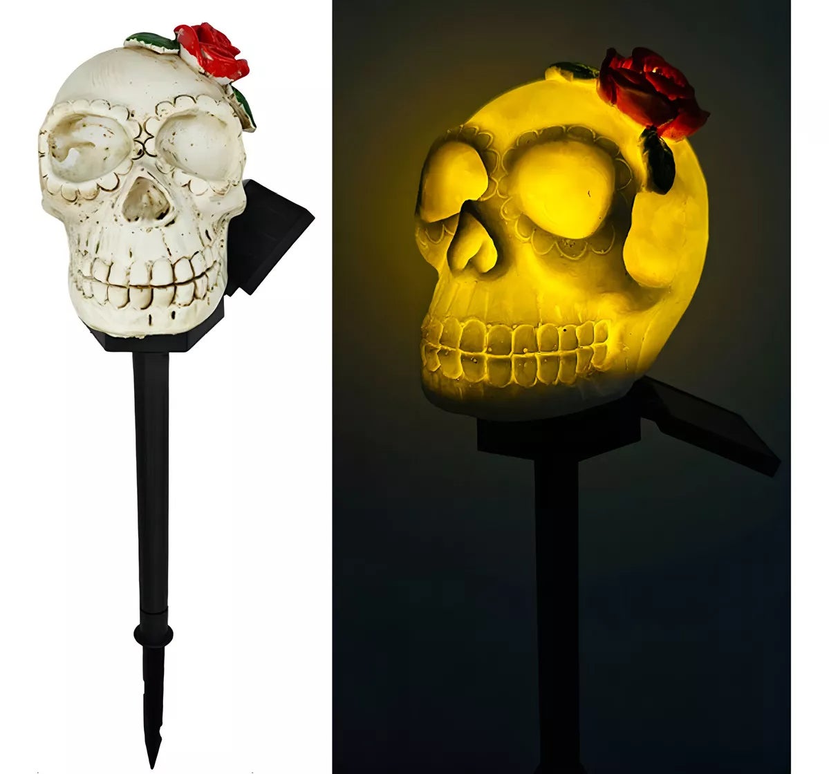 Dekoracje Halloween na zewnątrz, lampa solarna w kształcie czaszki Halloween, wodoodporne lampy dekoracyjne solarne Halloween (1 opakowanie)