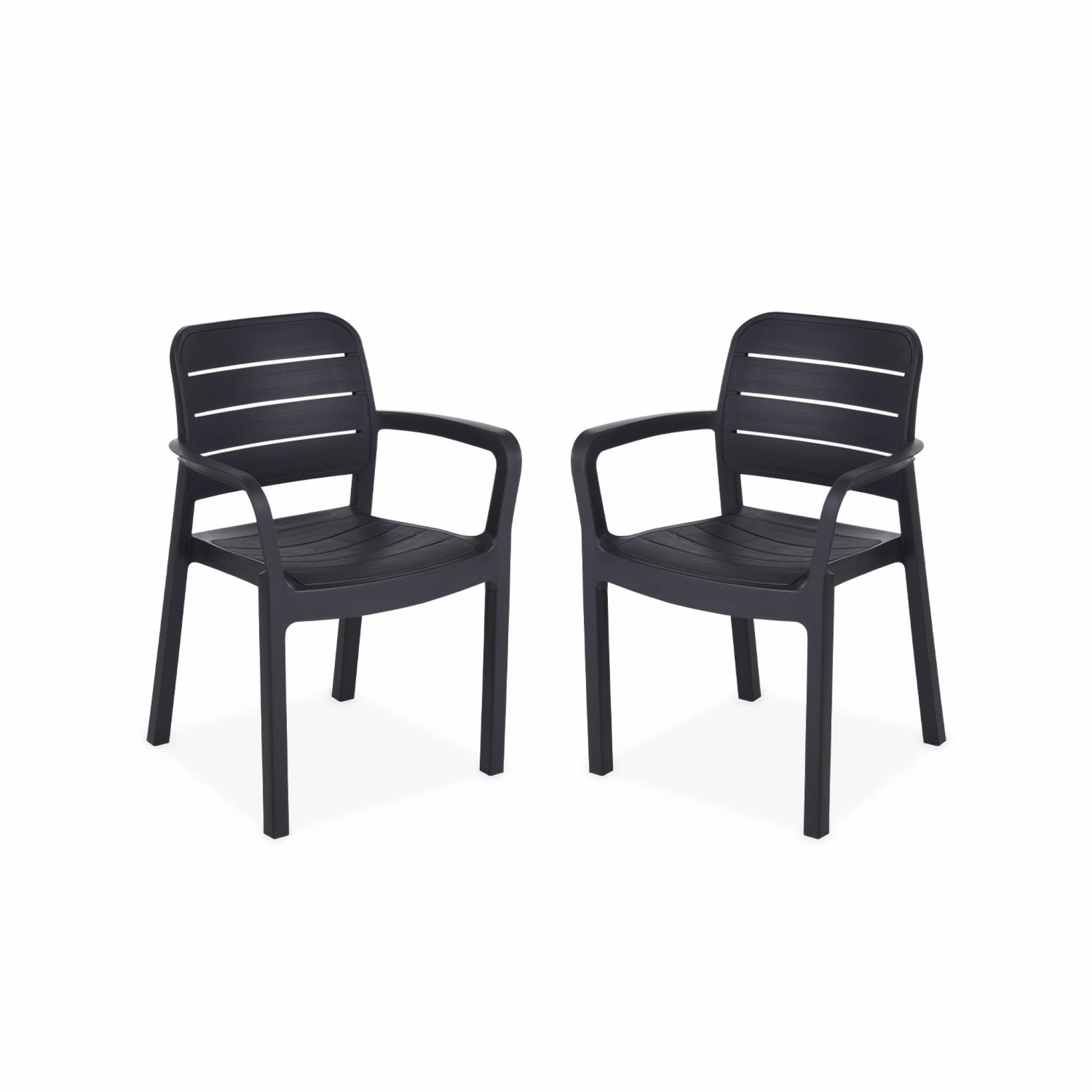 Chaise Tisara Allibert - Lot De 4, Couleur Graphite, Résine Antichoc, Dimensions 58x53x83 Cm - 3
