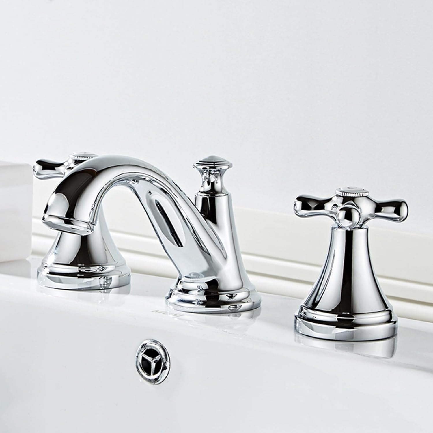 Robinet De Lavabo 3 Trous Rétro - Poignées Croisées - Paini 17CR211 - Laiton Chromé