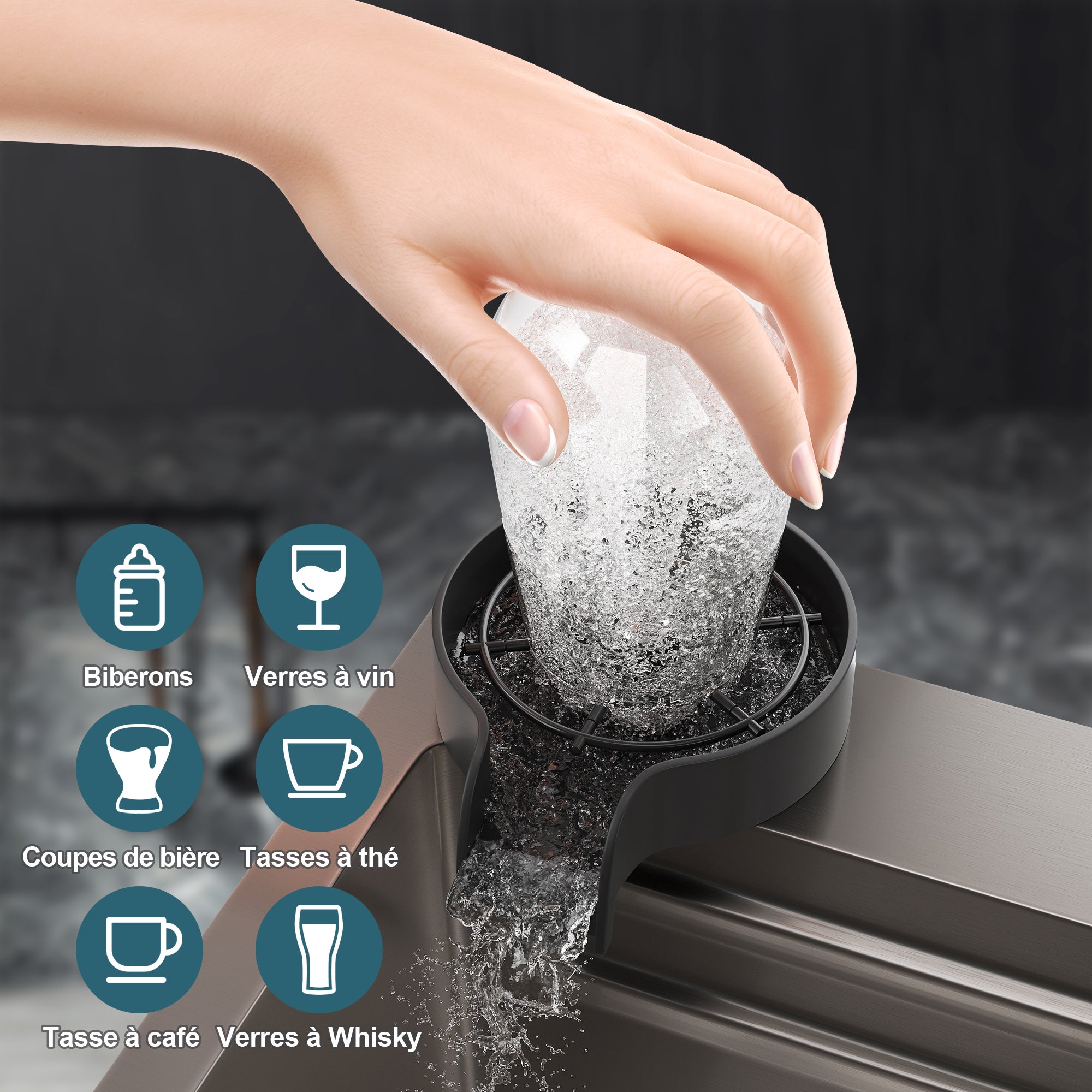 SIRHONA Évier de Cuisine Multifonctionnel Cascade 80x45 cm Robinet Extractible 3-en-1 Acier Inox 304 Anti-éclaboussures & Insonorisé - 6