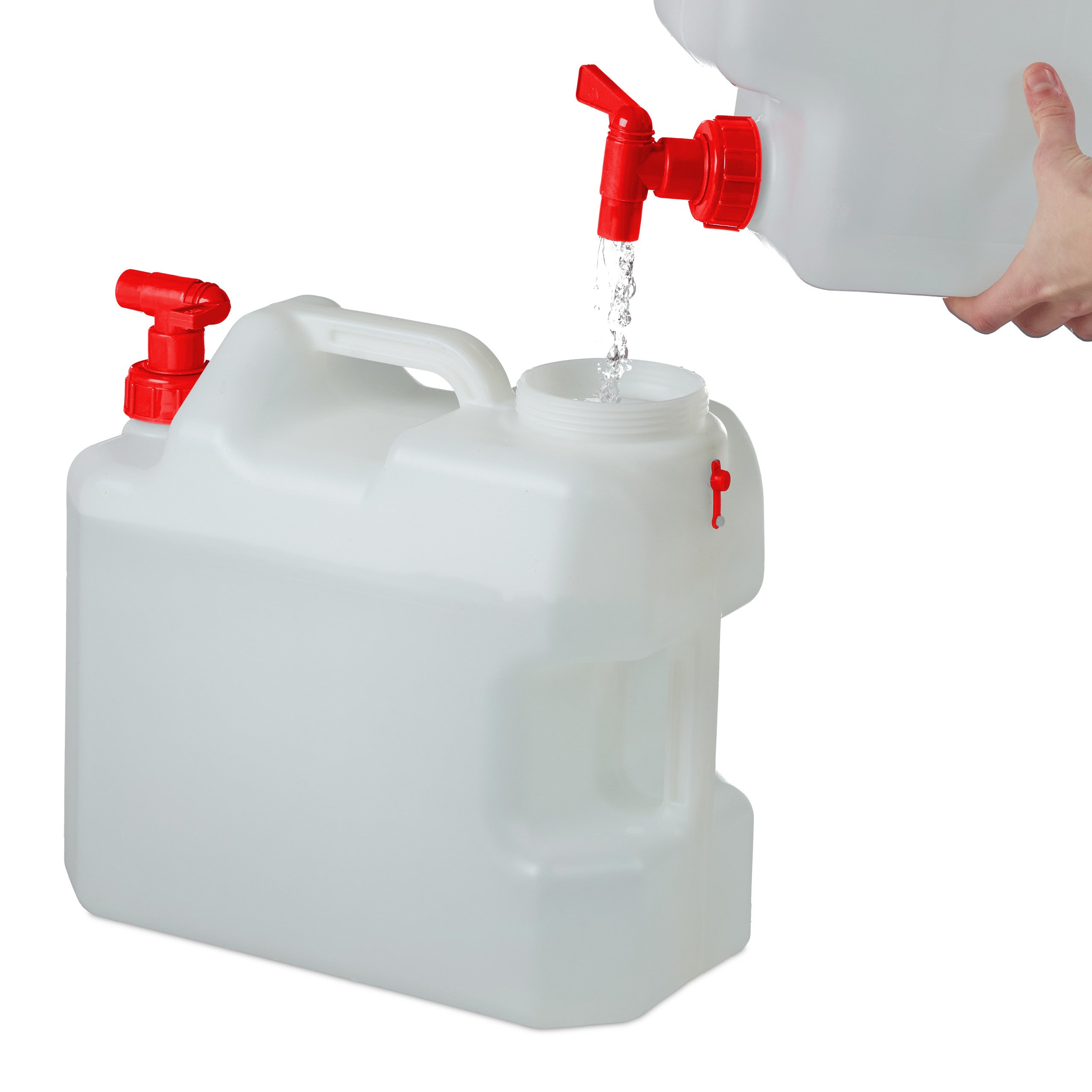 Jerricane d’eau avec robinet, couvercle à visser, bidon à eau de camping, 18 L, Sans BPA, blanc-rouge, Relaxdays - 6