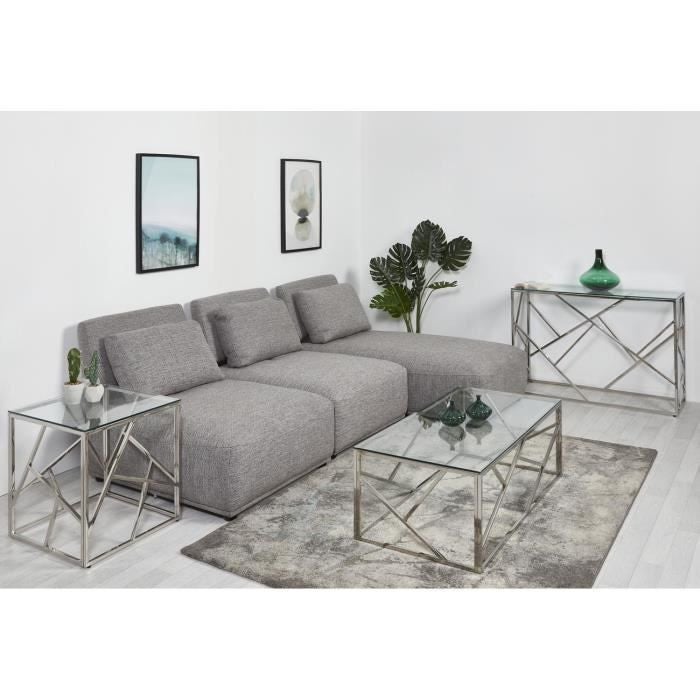 Table basse en verre - Pieds metal - L 120 x P 60 x H 40 - ISLAND - 5