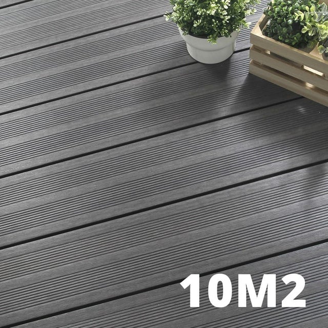 Kit Terrasse Composite ATLANTA 10m² Platinium- 31 Lames de Terrasse (220 x 14.5 x 2.25 cm) - Garantie 15 ans - Fixation par Clips
