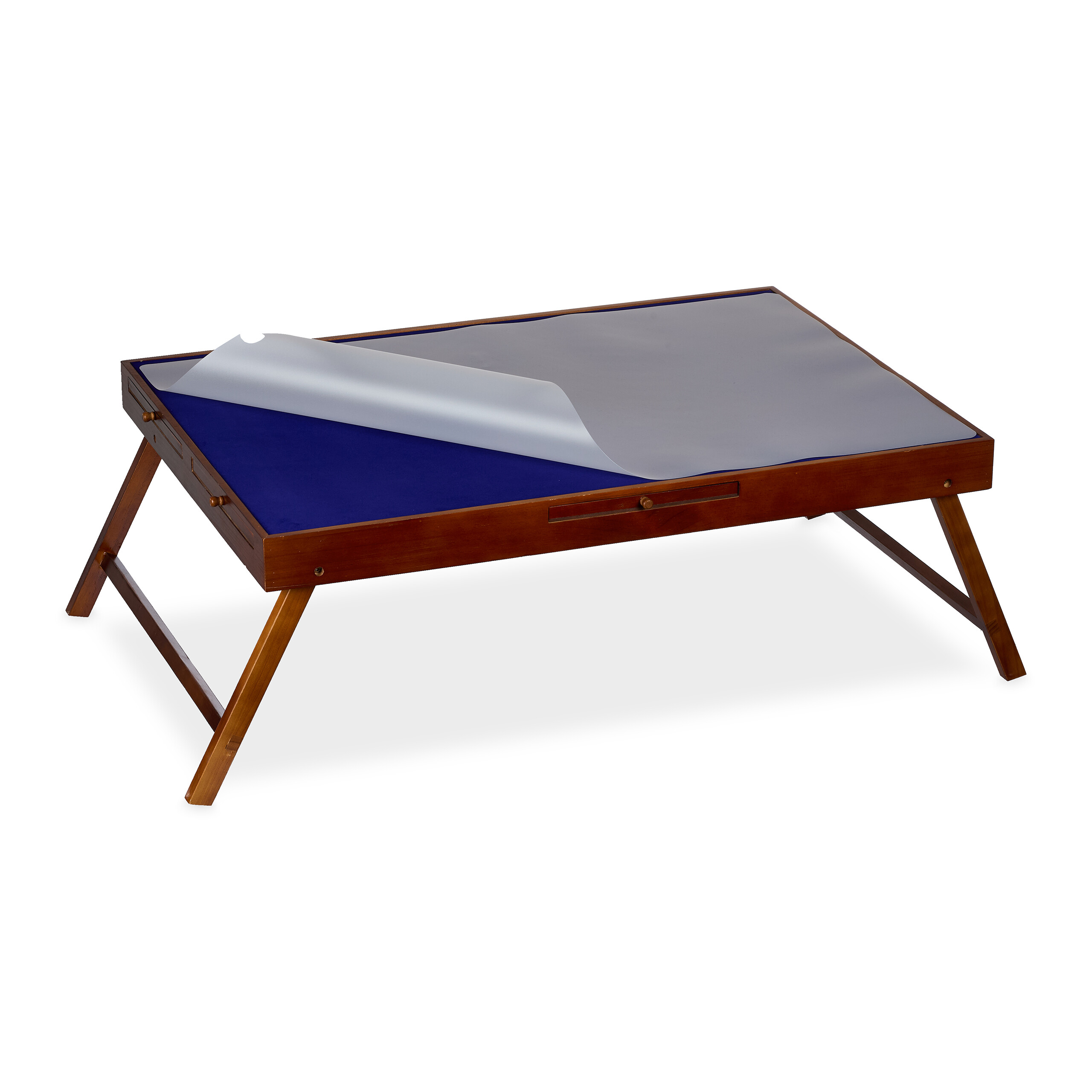 Table de puzzle, 6 tiroirs, jusqu’à 1500 pièces, bois & tissu, support pliant, multicolore, Relaxdays - 7