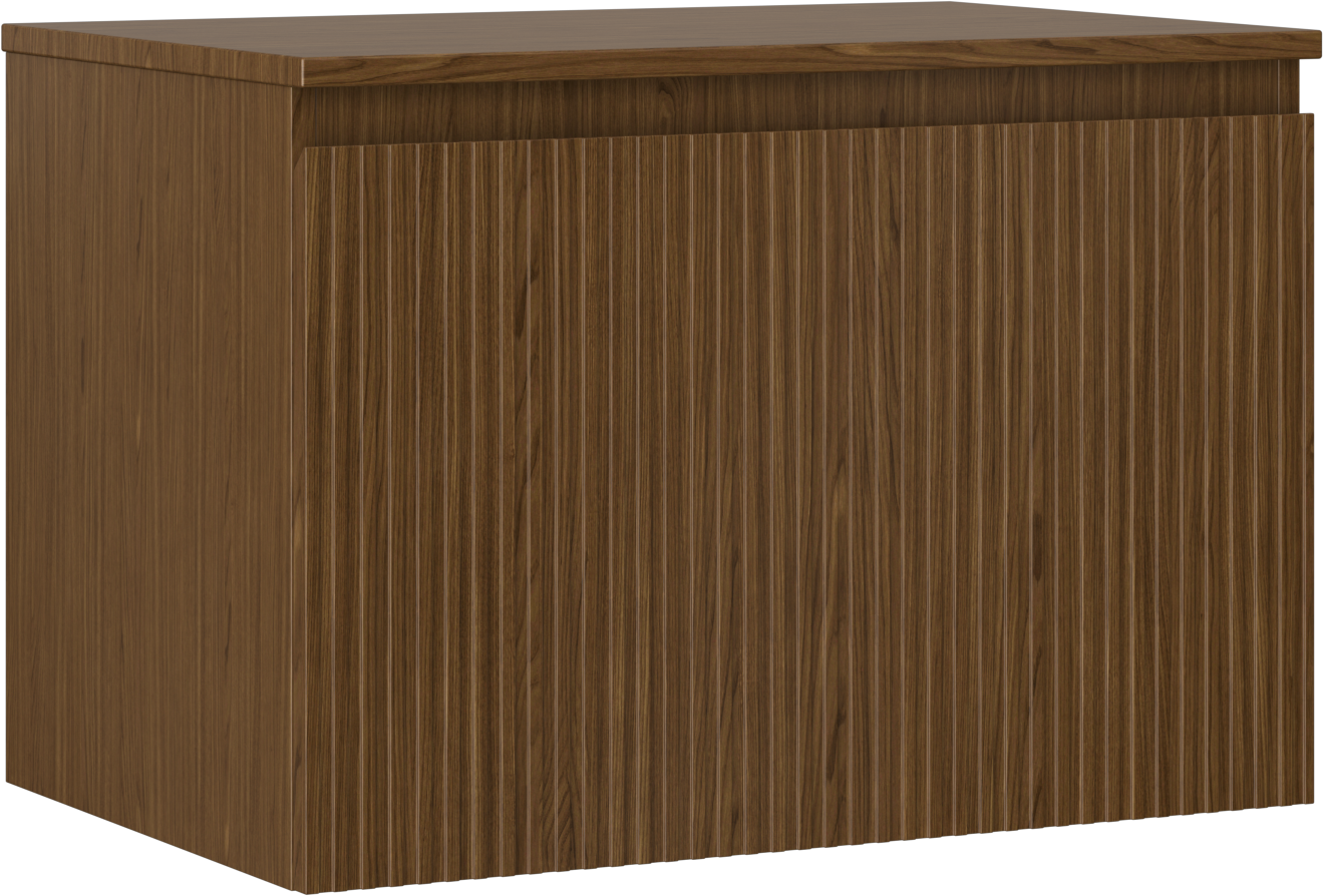 Mexen Rivel szafka łazienkowa podumywalkowa 70 cm z blatem, 1 szuflada, ryflowana , orzech - 91A20-07047-1-BFC86