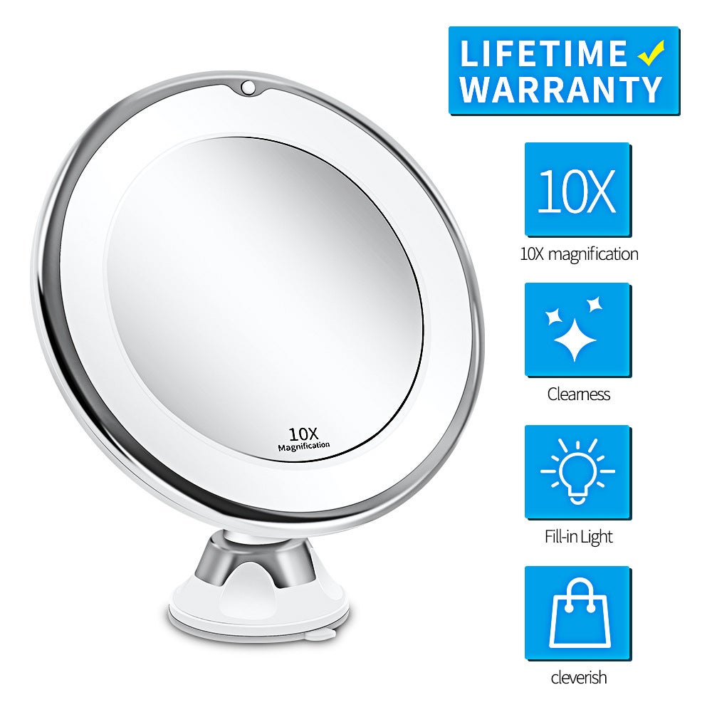 Specchio Per Il Trucco Ingranditore 10x Con Luce LED Rotazione Di 360 Specchio Per Trucco Portatile Adatto Per Bagno E I Viaggi 98971440