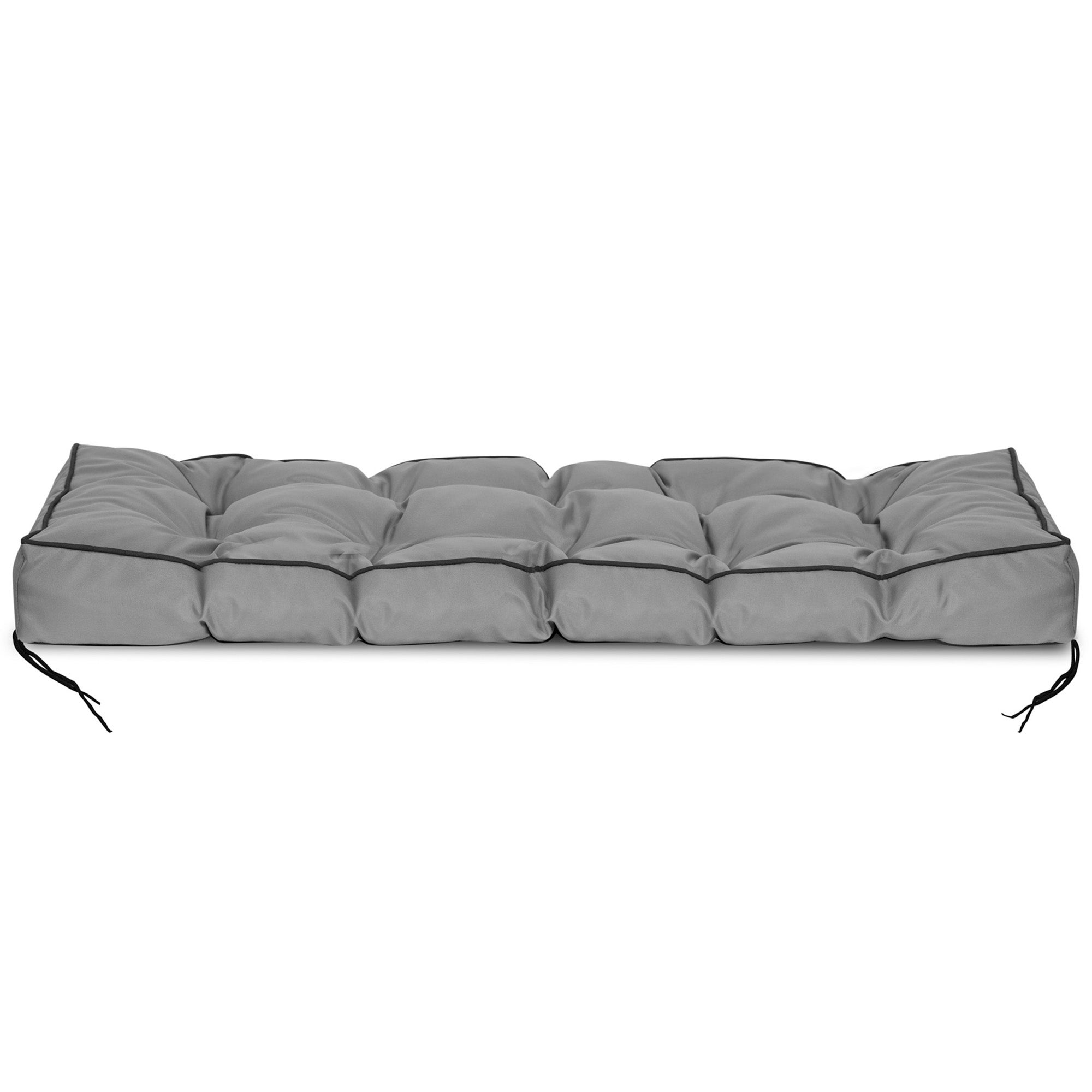 Poduszka Na Meble Z Palet Ławkę Wodoodporna z Troczkami Ogród Huśtawkę Taras Szara 120x40cm - 7