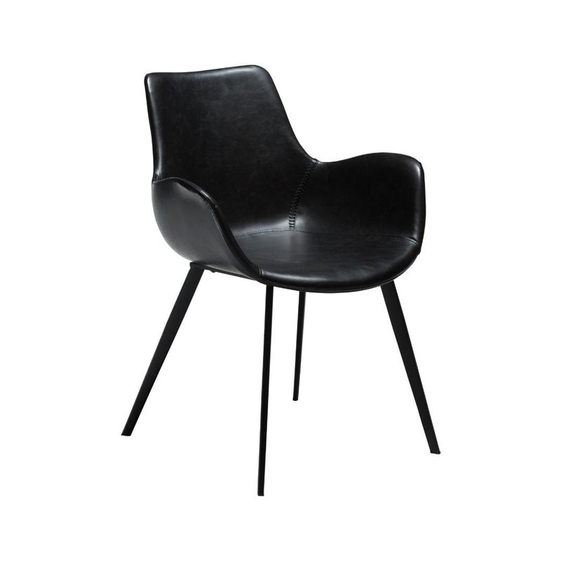 Hype Dan-Form krzesło stołowe z podłokietnikami PU skóra sztuczna czarny.