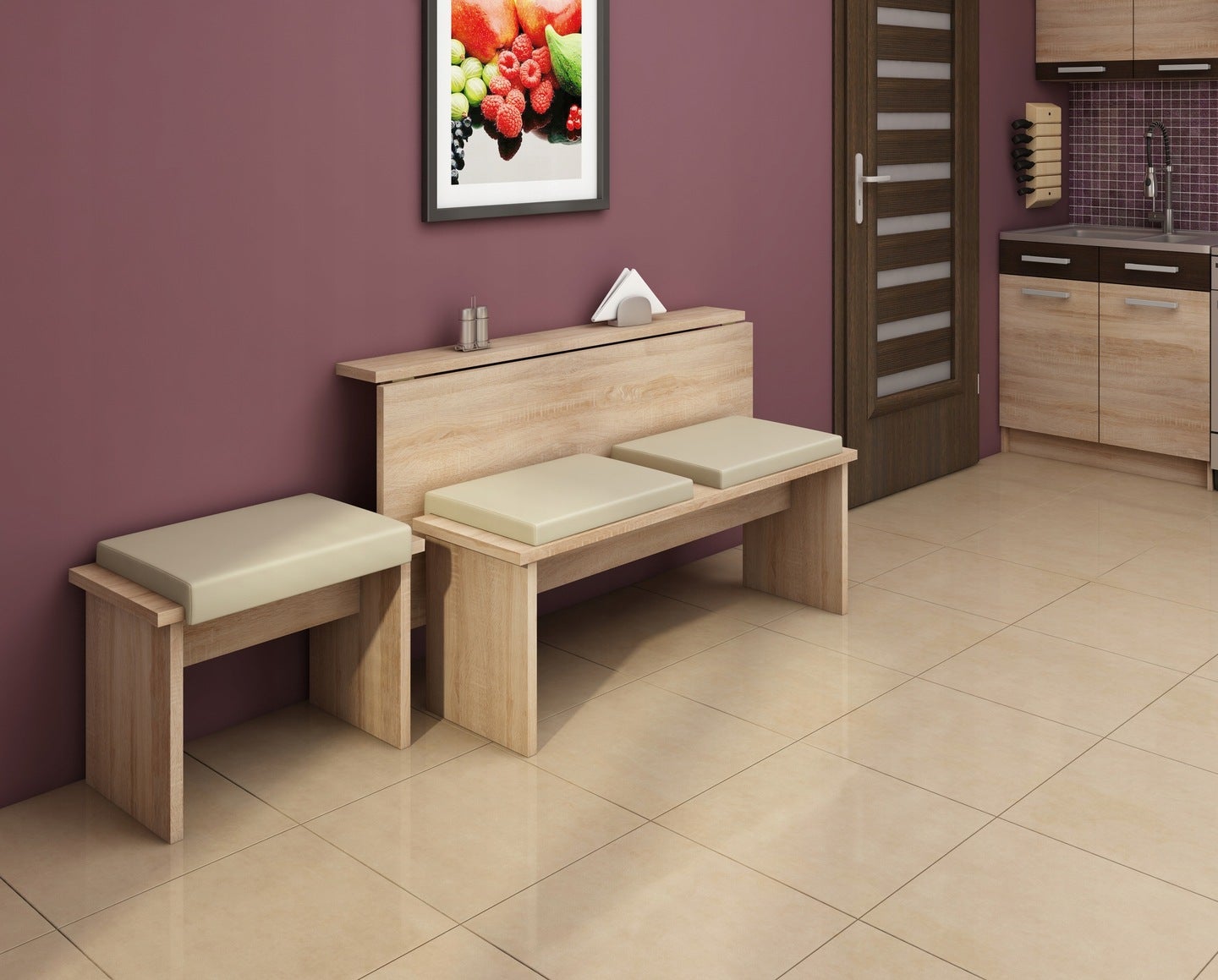 Table murale pliable étagère rabattable 130x70 Chêne Sonoma Modèle: HOMNI 9 Table pliante - 2