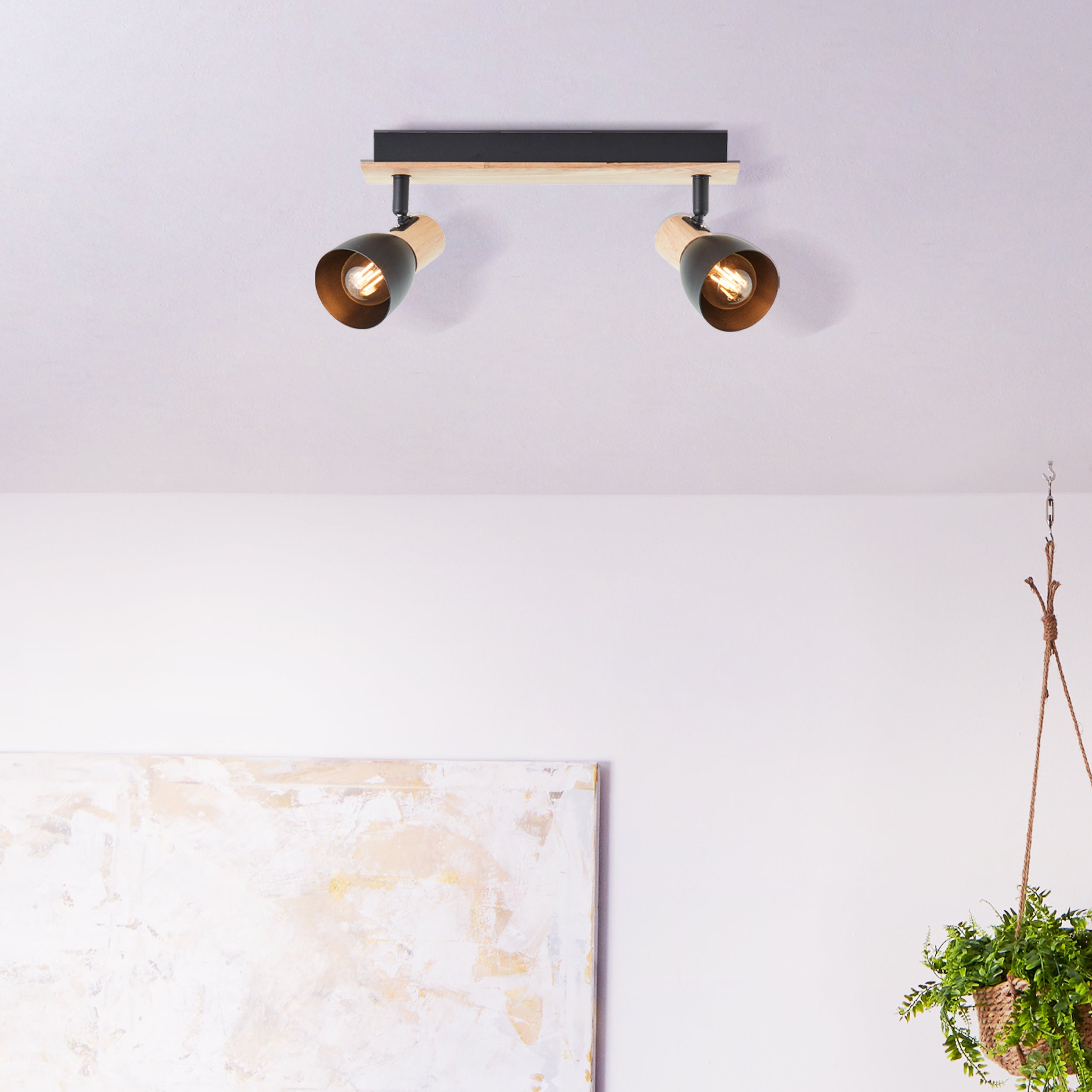 Lampa Brilliant Daintree spot bar 2 lampy drewno/aluminium czarny brąz 2x D45, E14, 28 W - 6