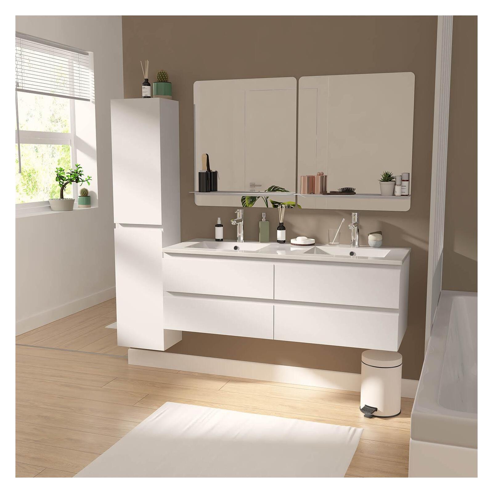 Meuble double vasque SORRENTO suspendu avec plan céramique 120cm - 6