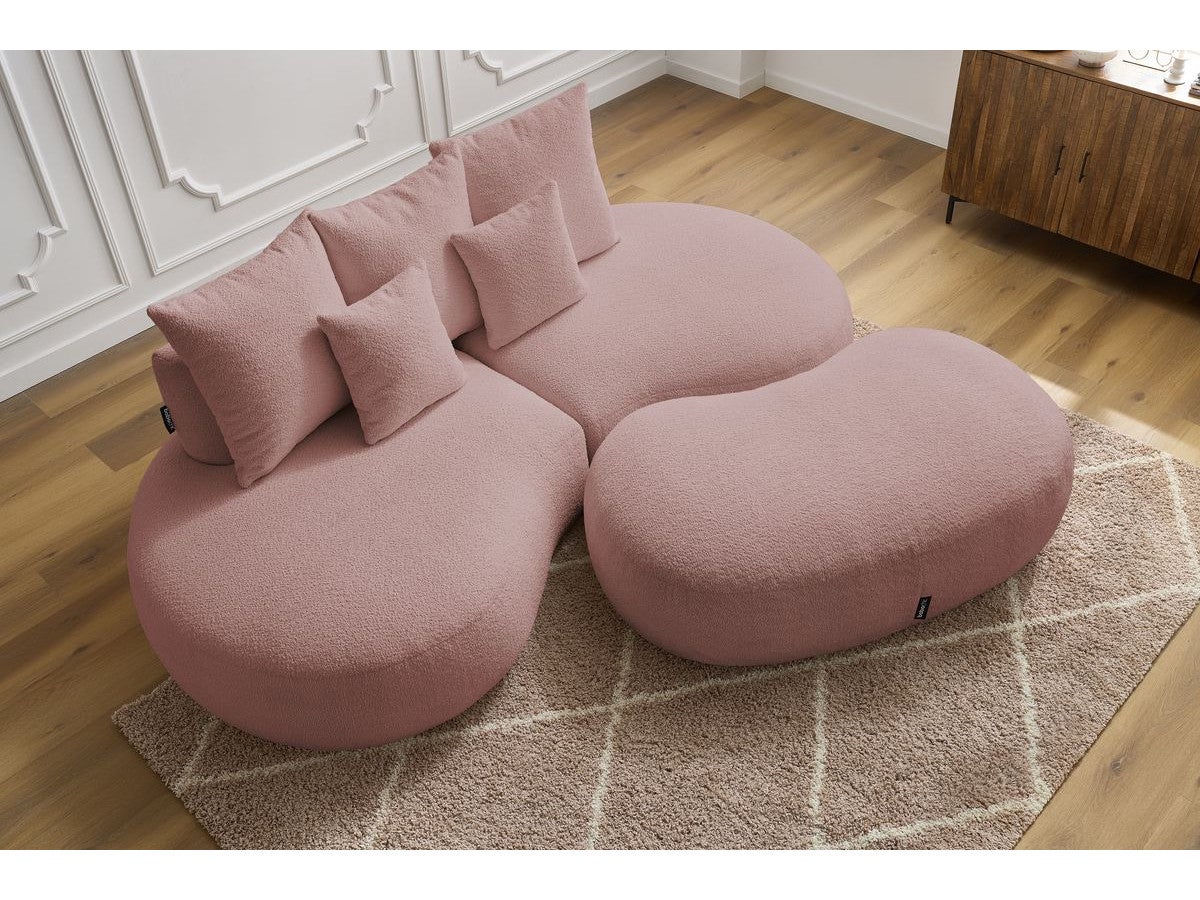 BOBOCHIC Canapé droit fixe 3 places SAINT-GERMAIN tissu bouclette avec pouf Rose - 7