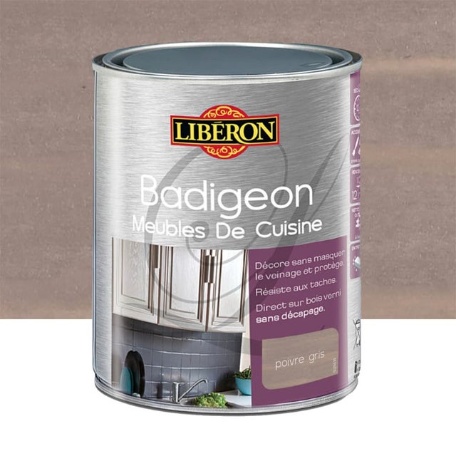 Badigeon (Boisine) Meubles de cuisine LIBERON Poivre gris 1 L - Contenance : 1 L