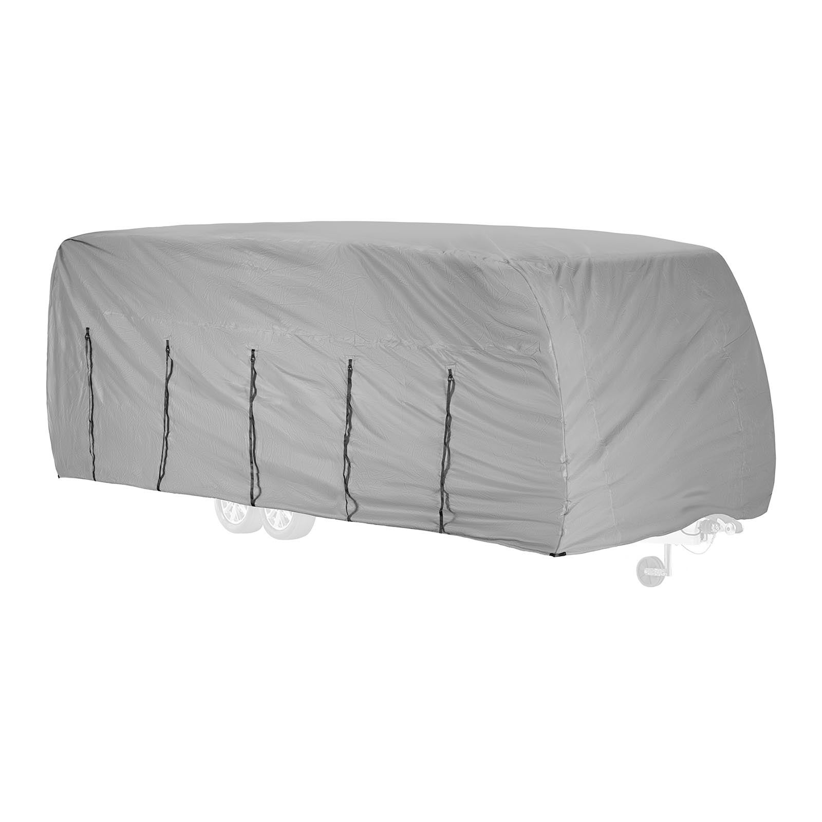 NATIV Housse Caravane Anti-UV 550x250x220 Cm – Bâche Imperméable Polyamide, Grise, Accès Latéral Zippé