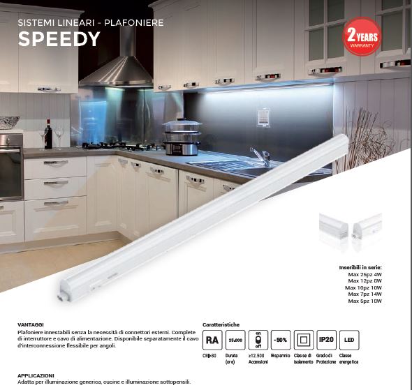 Plafonnier linéaire à LED enfichable série Speedy - Puissance et taille 8 Watt - cm 57x2x H3 - Lumière chaude - 2