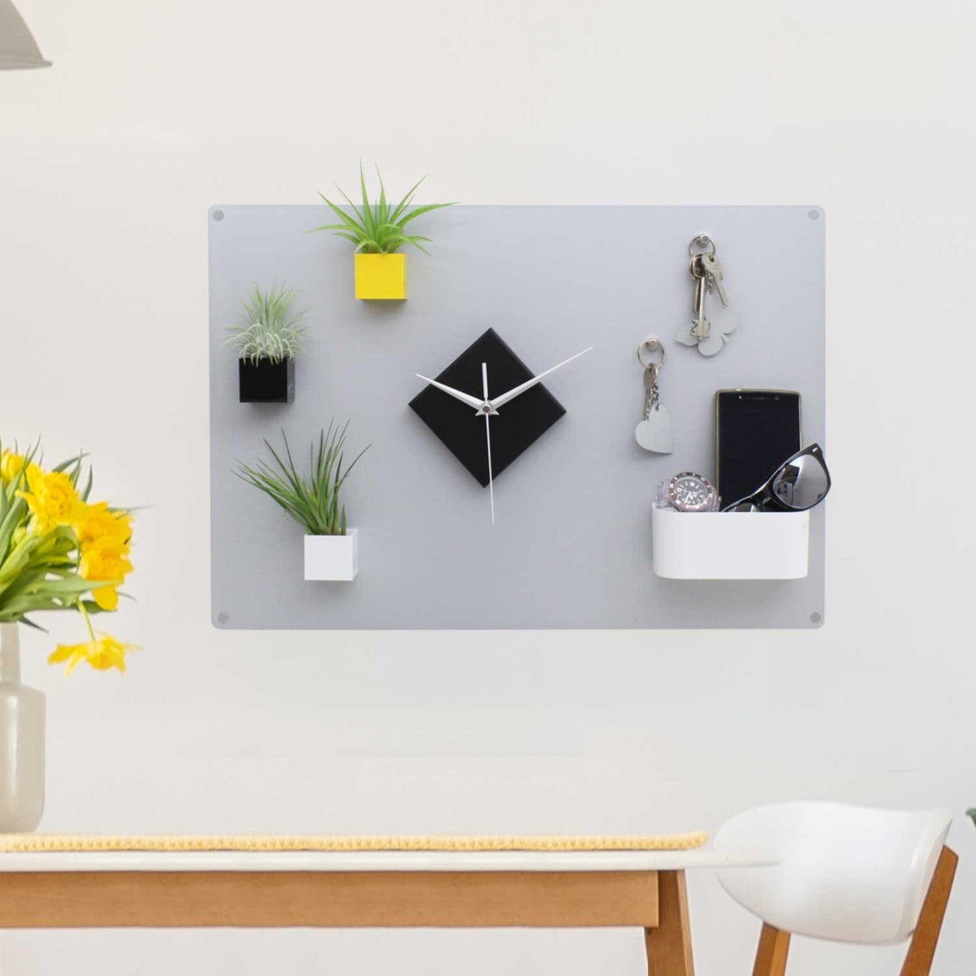 KalaMitica - Tableau Magnétique Mural 56 x 38 cm - Écrivable à la Craie et Effaçable - Argent - 3