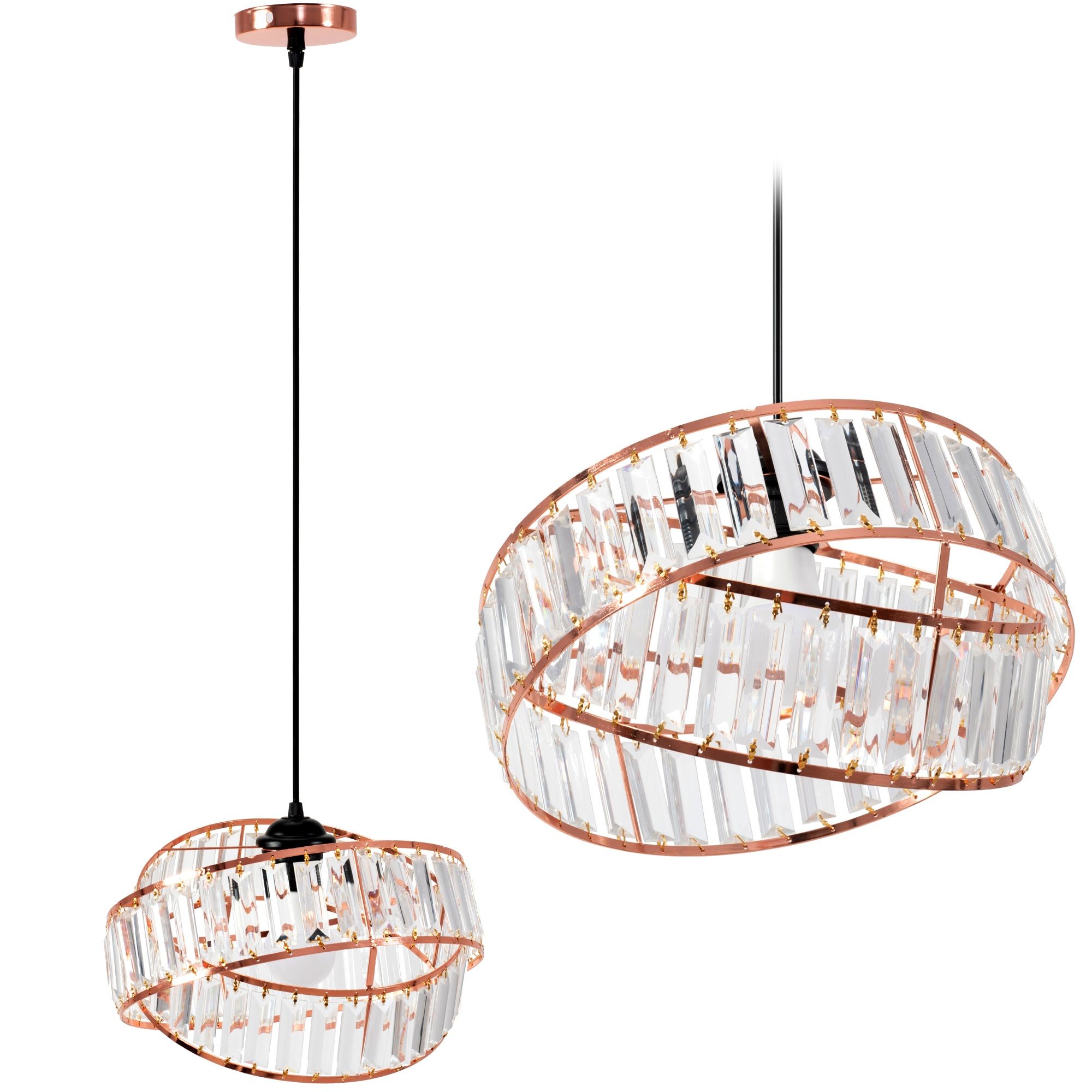 Lampa Sufitowa Wisząca Kryształowa Toolight App1105-1Cp Różowo Złoty