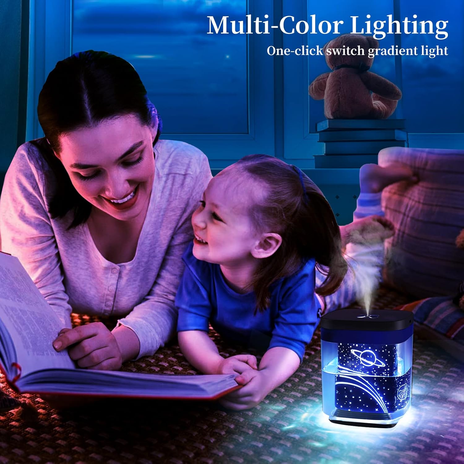 Humidificador de aire ultrasónico con 2 modos de difusión de niebla ajustables, apagado automático, luz nocturna colorida, humidificador portátil USB - 3