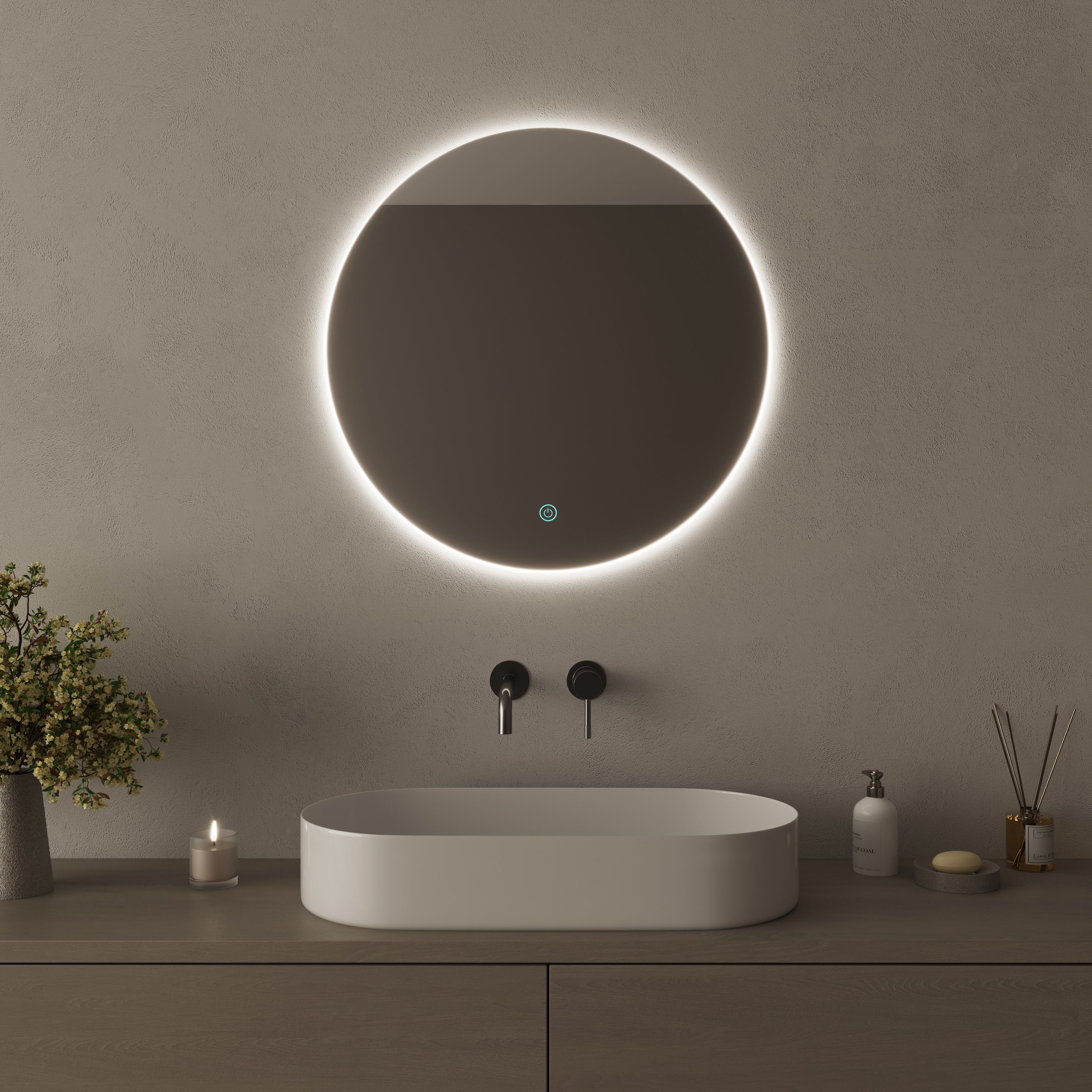 Espejo De Baño Con Luz LED Redondo 60x60 Cm - Bluetooth, Antivaho Y 3 Temperaturas De Color