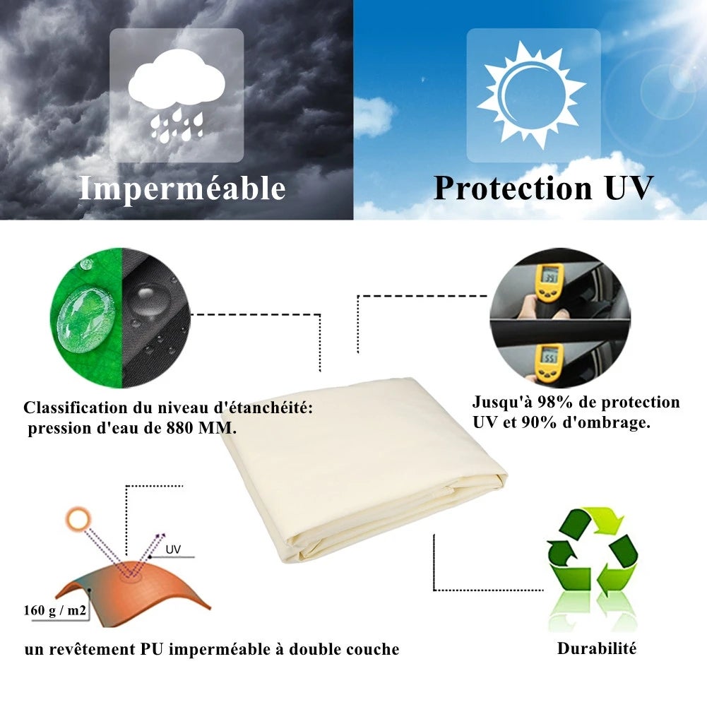 COONOOR Tendalino parasole impermeabile, protezione solare, tenda da campeggio, grande, per tenda da sole da esterno, giardino, patio - 2 x 3 m - 4