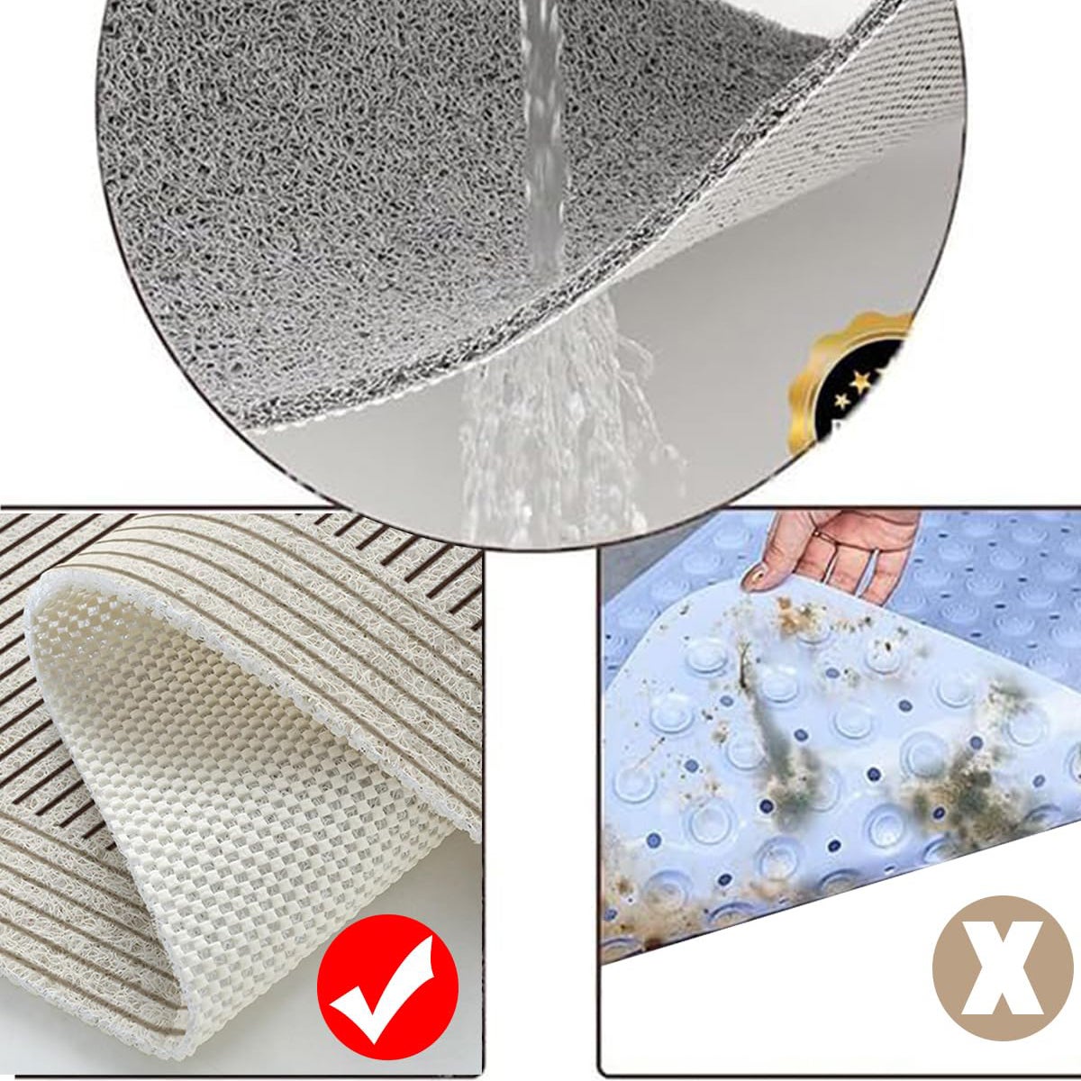 KAKET Alfombrilla antideslizante para ducha 40x60 cm, Alfombra para suelo de baño Suave y cómoda, con orificios de drenaje Apta para zonas húmedas - 3