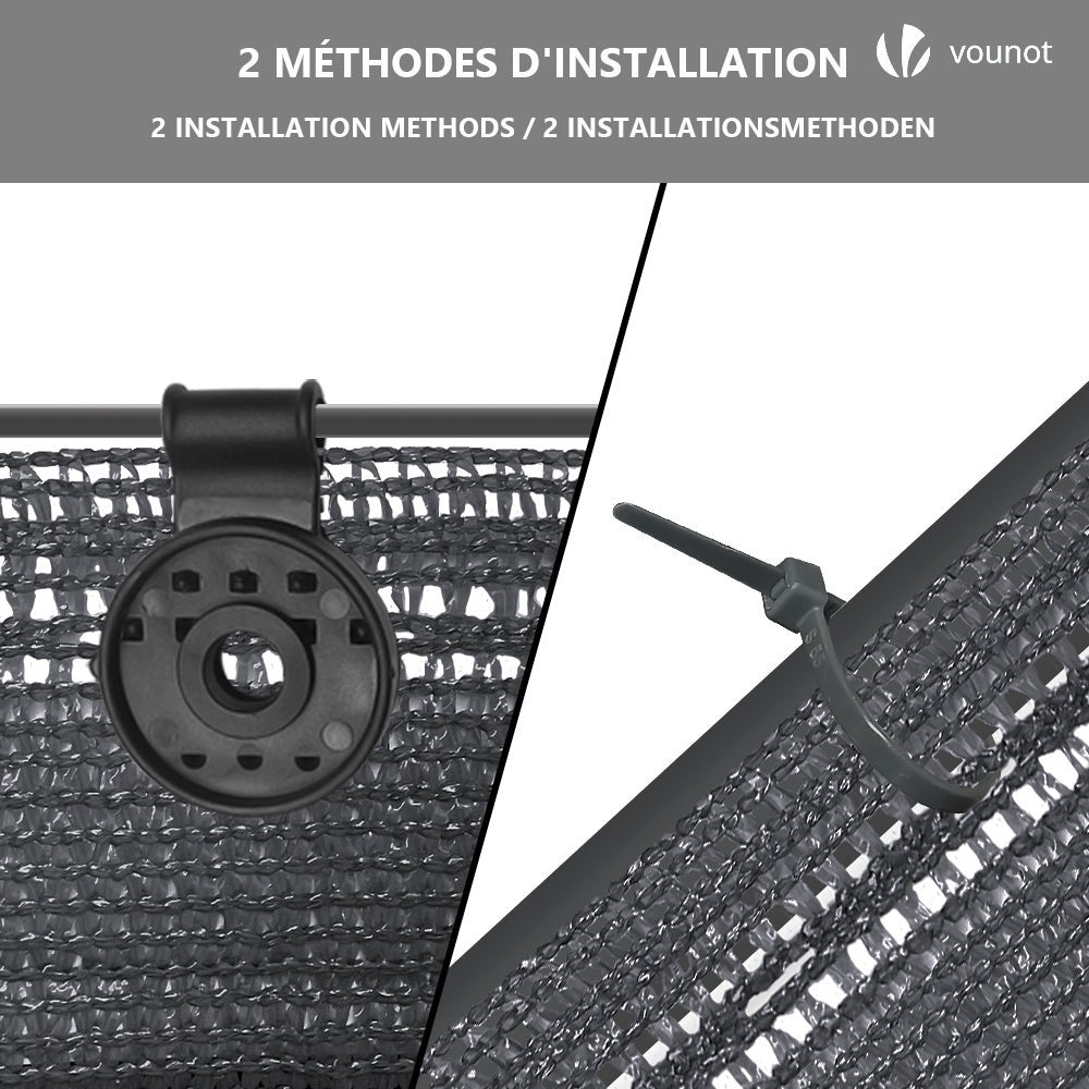 Brise vue occultant en HDPE 90g/m² 1x10m avec attaches de fixation anthracite VOUNOT® - 5