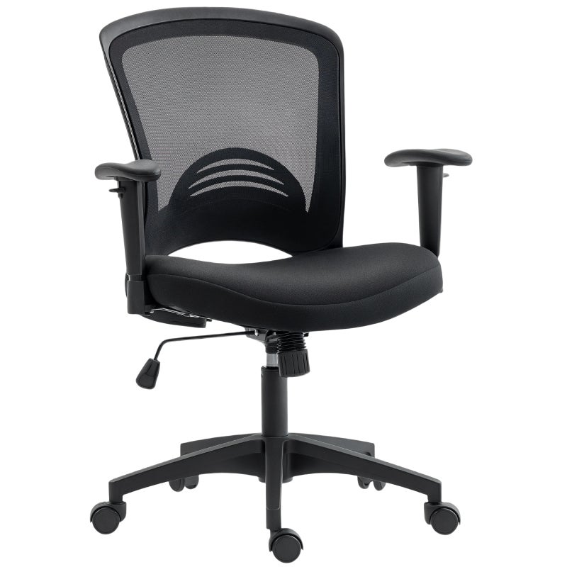 Fauteuil de bureau en filet,chaise de bureau réglable avec dossier en maille,roulante,basculante,noire - 6