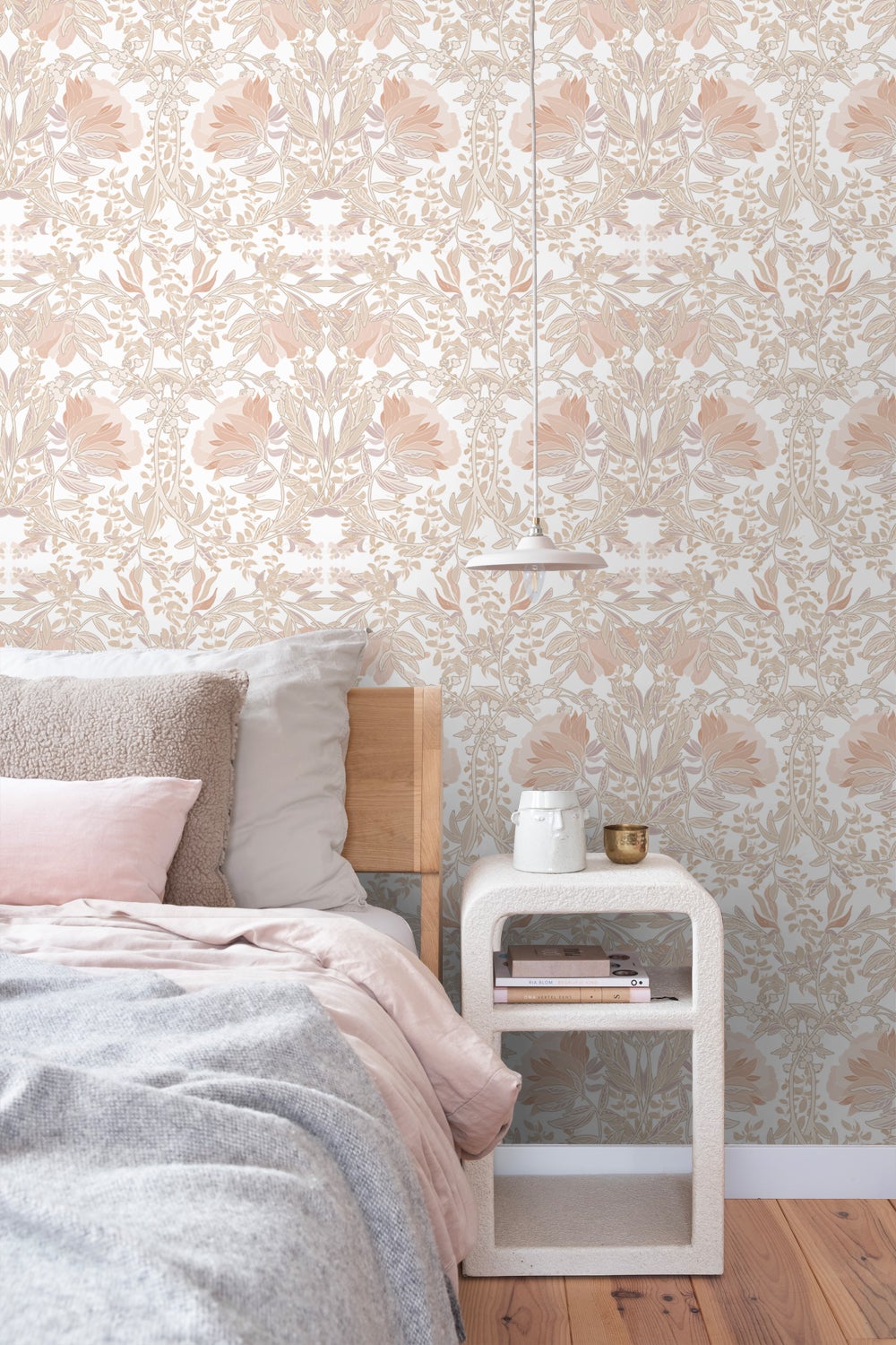 Papier peint fleurs vintage de style art nouveau sable beige et terracotta claire - 53 cm x 10.05 m - ESTAhome - 6