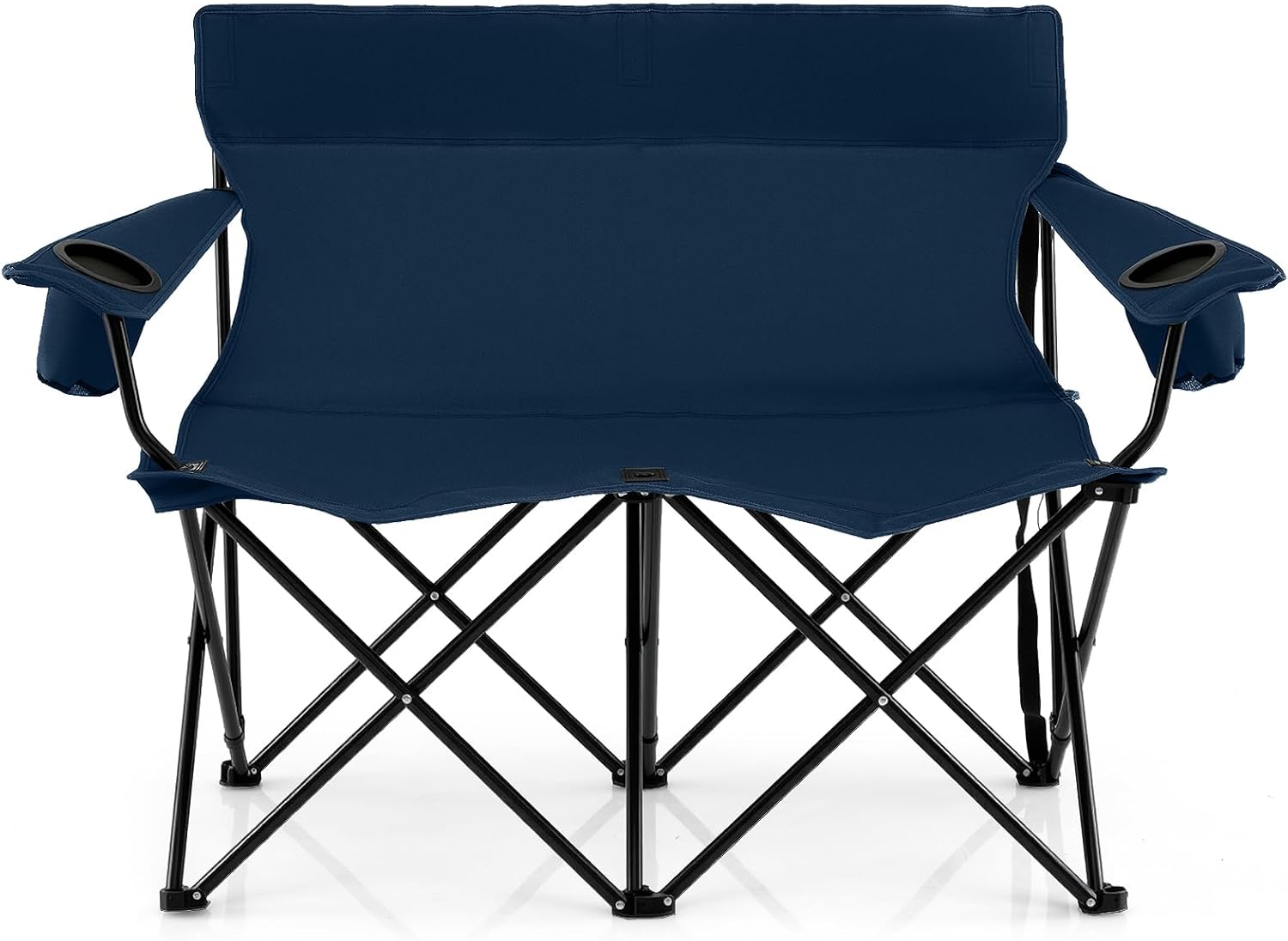 Krzesło kempingowe dla 2 osób, składane krzesło z uchwytami na napoje, podłokietnikami i torbą do przenoszenia, nośność 300 kg, piknik