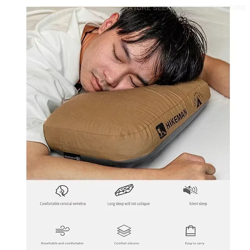 Almofada de espuma viscoelástica para campismo - Almofada de viagem ergonómica ultraleve para carro, praia, escritório (castanho) - 5