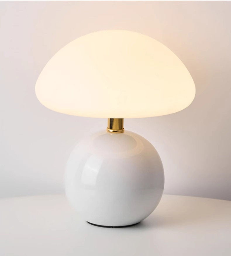 Nowoczesna mini lampa stołowa grzybek, lampa stołowa grzybek z wtyczką USB, trójkolorowe ciągłe ściemnianie, biała, 22*12*20 cm