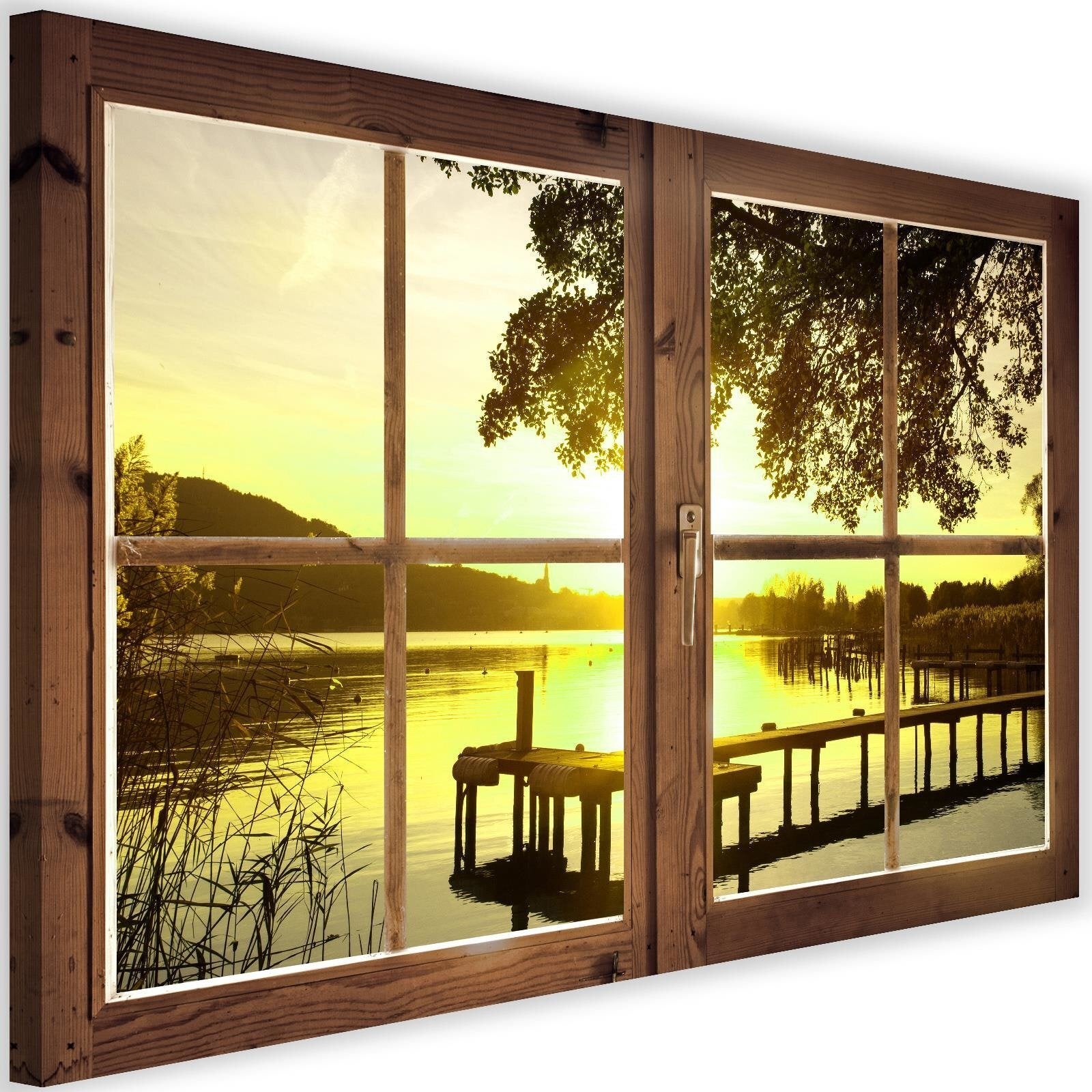 Tableau fenêtre, coucher de soleil sur le pont - 90 x 60 cm | Leroy Merlin