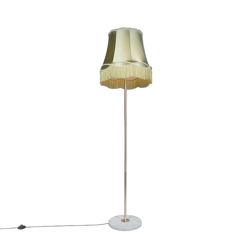 Qazqa retro lampa podłogowa z kloszem - Kaso - zielony, okrągły, max. 60w, kompatybilny z żarówką LED, e27, 175cm, IP20