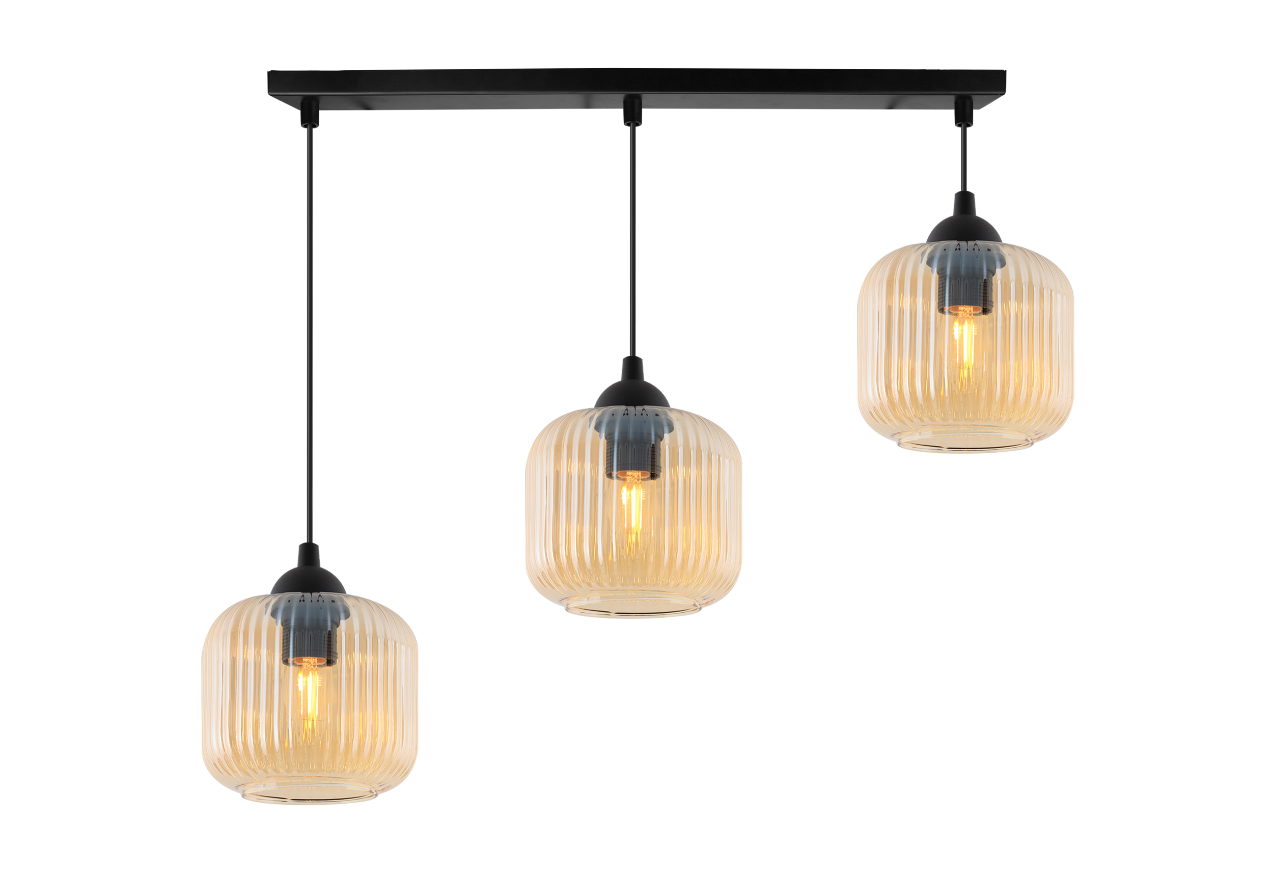 Lampa sufitowa wisząca Riffle loft 3xE27 klosz walec miodowy Light Home LH - 2