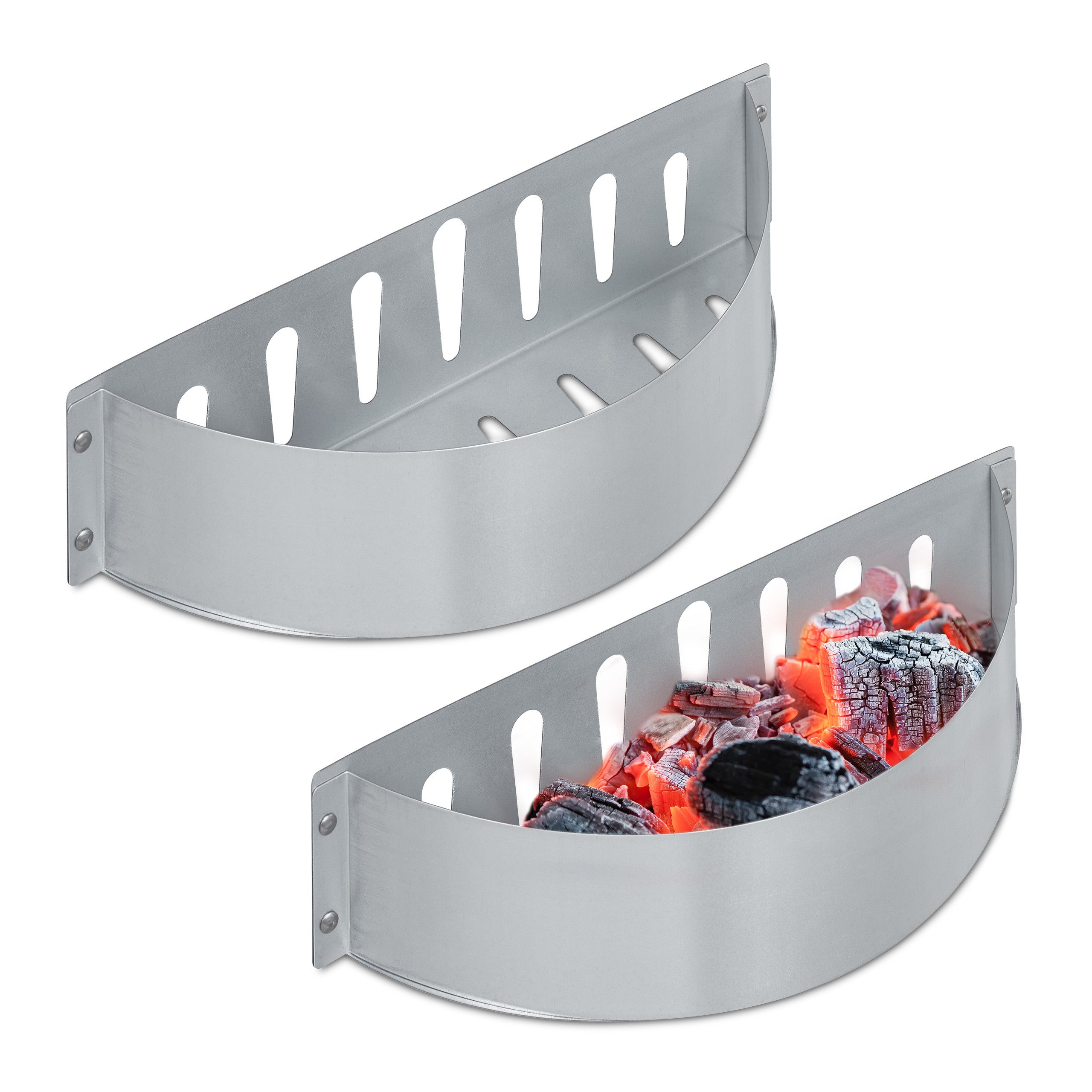 Relaxdays Panier à charbon en lot de 2, HxLxP 7x33x11,5 cm, grillade