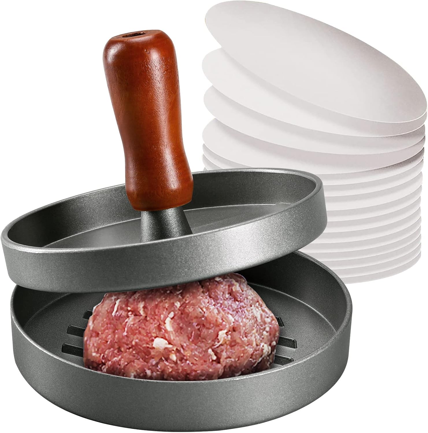 Presse à hamburgers antiadhésive en acier inoxydab... - Grandado