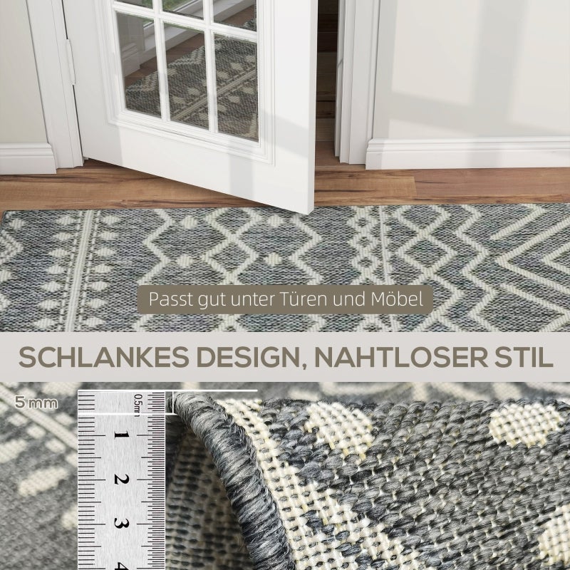 Tapis de cuisine en toile unie, lavable et antidérapant, idéal pour les terrasses, balcons, salons et cuisines. 170 x 120 cm, gris. - 7