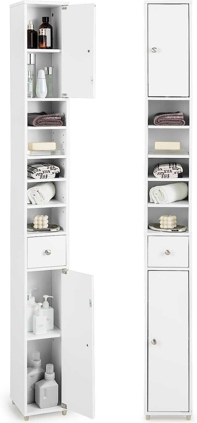 kleankin Mobile Bagno con Armadietto e Cassetto Legno e Metallo | Aosom