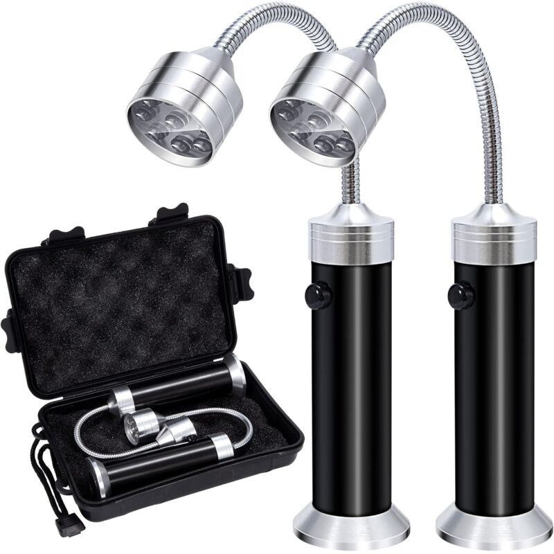 Lampă de grătar, set de 2 LED-uri cu bază magnetică, accesorii flexibile și rotative la 360°, iluminat portabil pentru camping, petreceri, exterior 2buc