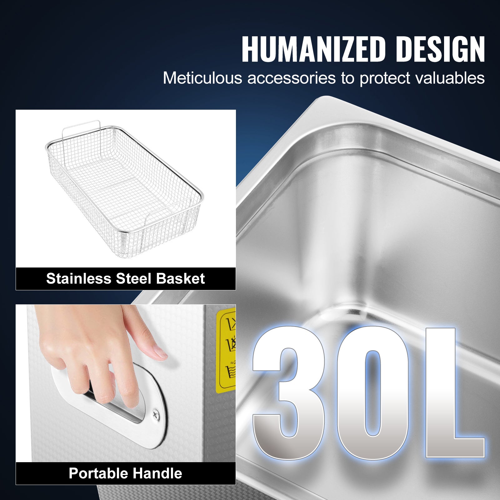 30L Nettoyeur à Ultrasons Inox Portable VEVOR Professionnel Machine à Laver Bijoux avec Digital Affichage Ultrasonique pour les lunettes montres outil - 4