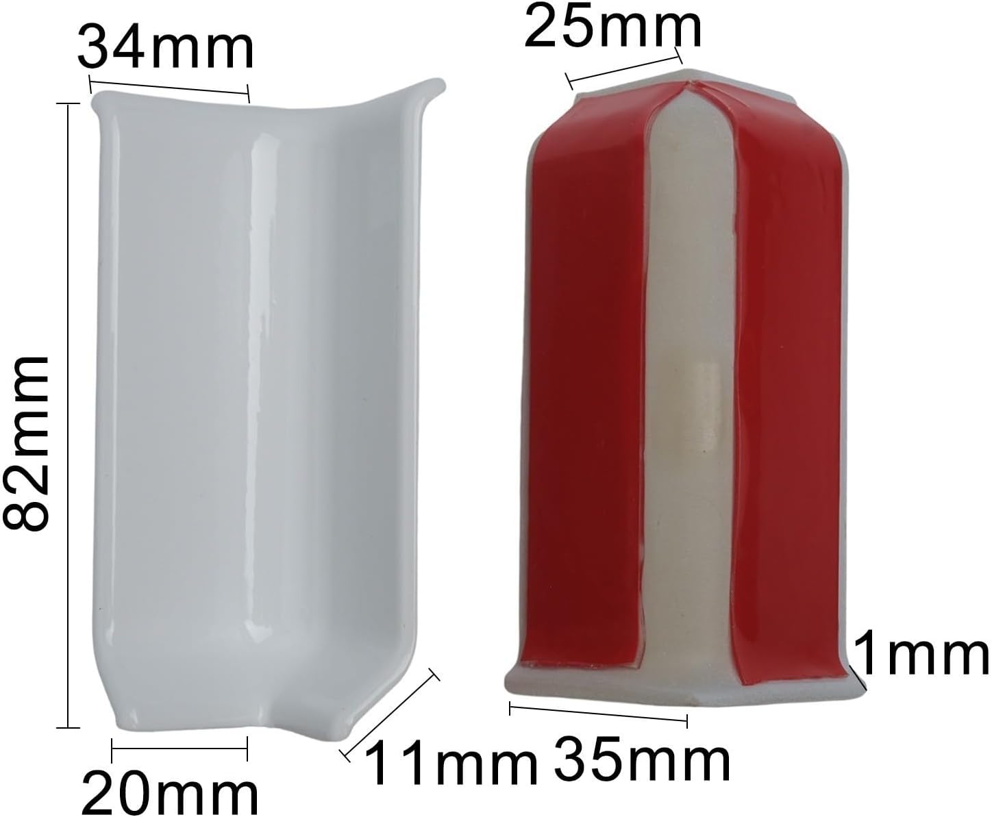 Lot de 6 protections d'angle pour plinthes de 8 cm de hauteur - Connecteurs intérieurs et extérieurs - Pour plinthes de 8 cm de hauteur - gris - 5