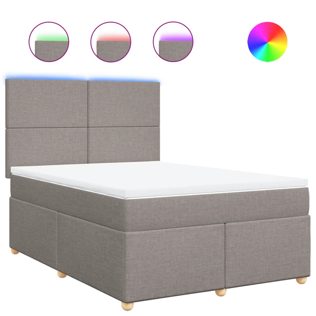 Lit boxspring avec matelas en tissu gris taupe 140x200 cm - COMFORTXL ...