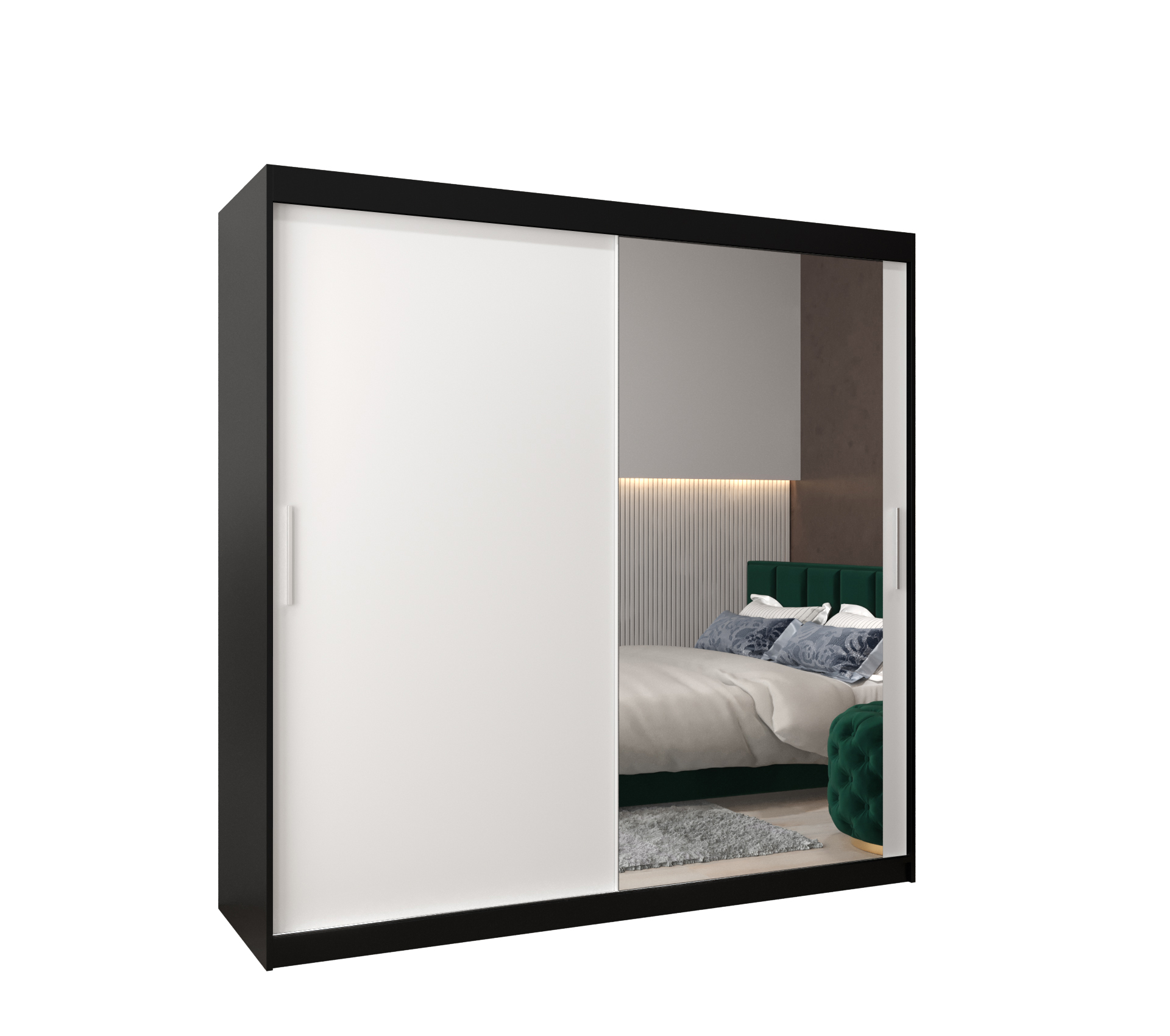 Szafa przesuwna garderoba TOKYO 2 200 x 62 x 200 cm Czarny + Biały - Abiks Meble