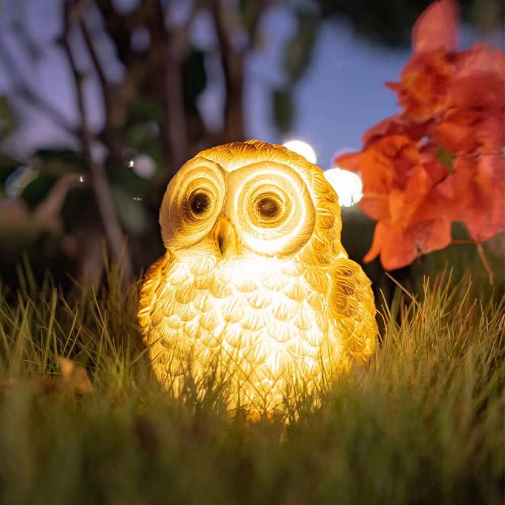 Dekoracja świetlna słonecznej sowy z żywicy, statua ogrodowa, zewnętrzne światło słoneczne, ozdoba trawnika na podwórku Patio