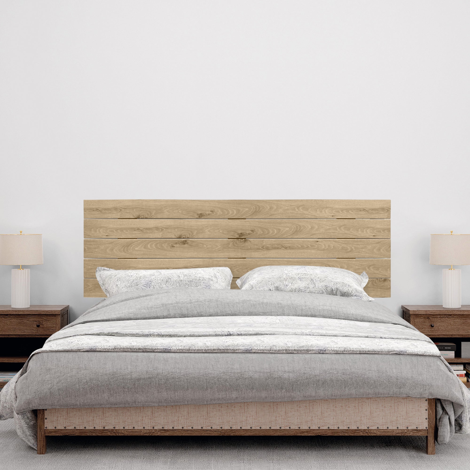 DHOME Cabecero de Madera reciclada DM Estilo Palet Horizontal Cama Palets Herrajes incluidos (150cm, Cambrian Madera) - 4