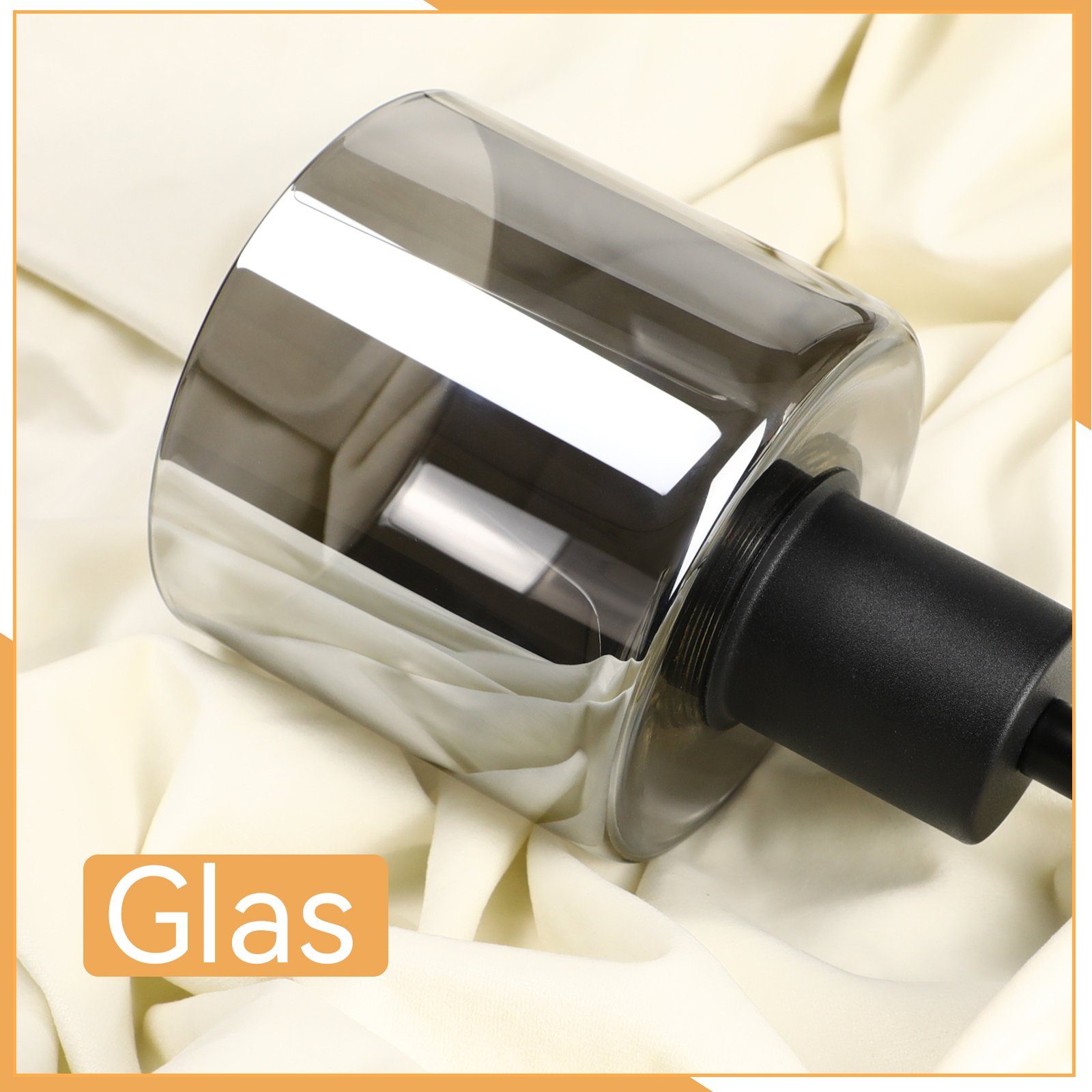 NETTLIFE Suspension Verre Noir Diam.26cm E27 Salon 3 Ampoules Lampe de Salle à Manger Vintage Lampe à Industrielle Réglable en Hauteur - 3