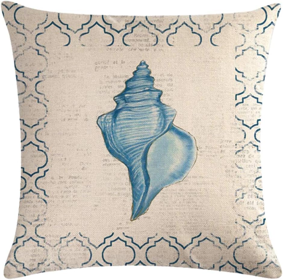 Lot de 4 housses de coussin décoratives océan, style vintage en coton et lin, 45 x 45 cm, avec motif plage, étoiles de mer et coquillages - 2