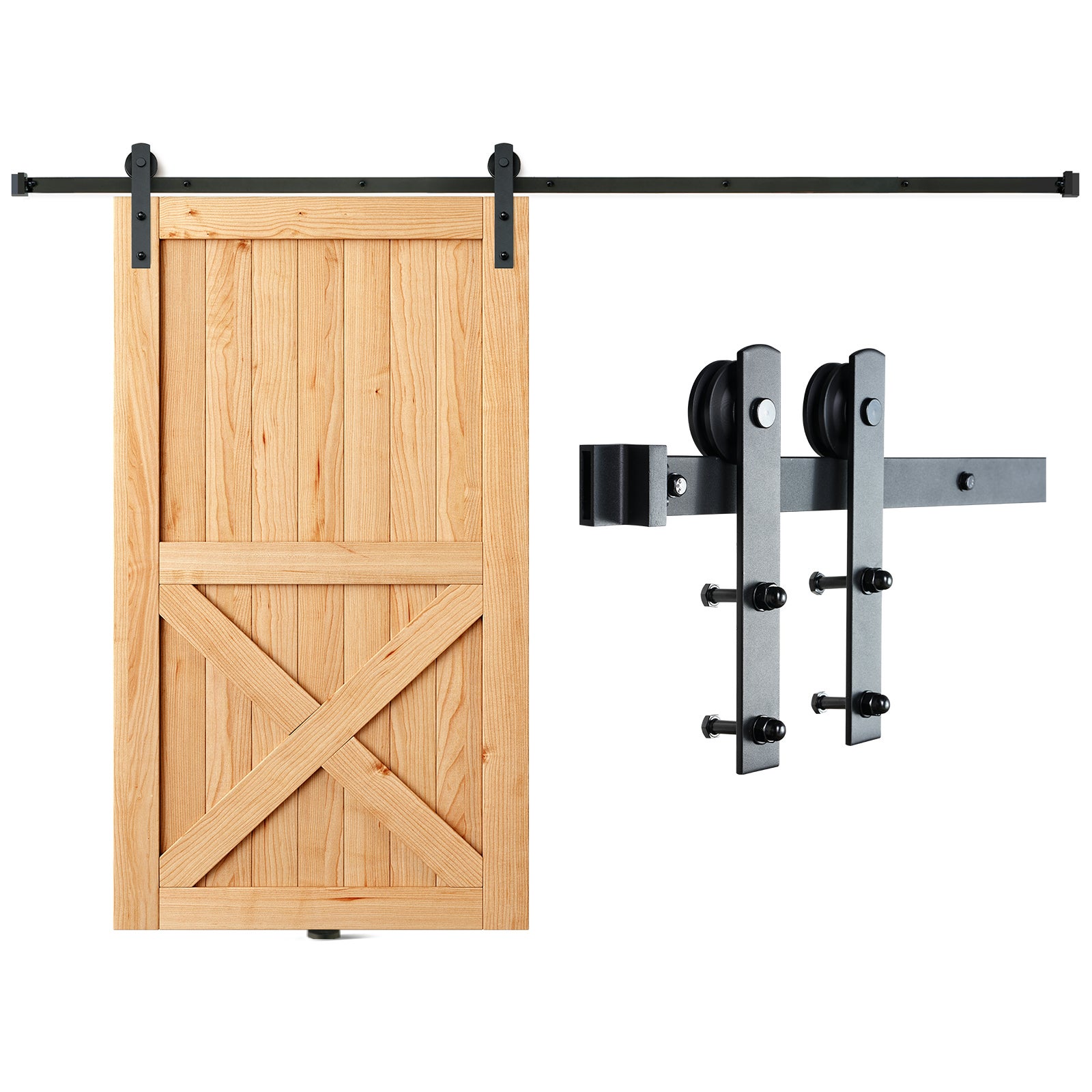 Okucie do drzwi przesuwnych 244cm System drzwi przesuwnych w kształcie litery I z 2-częściowymi szynami Szyna jezdna o nośności 150 kg Idealny d VEVOR
