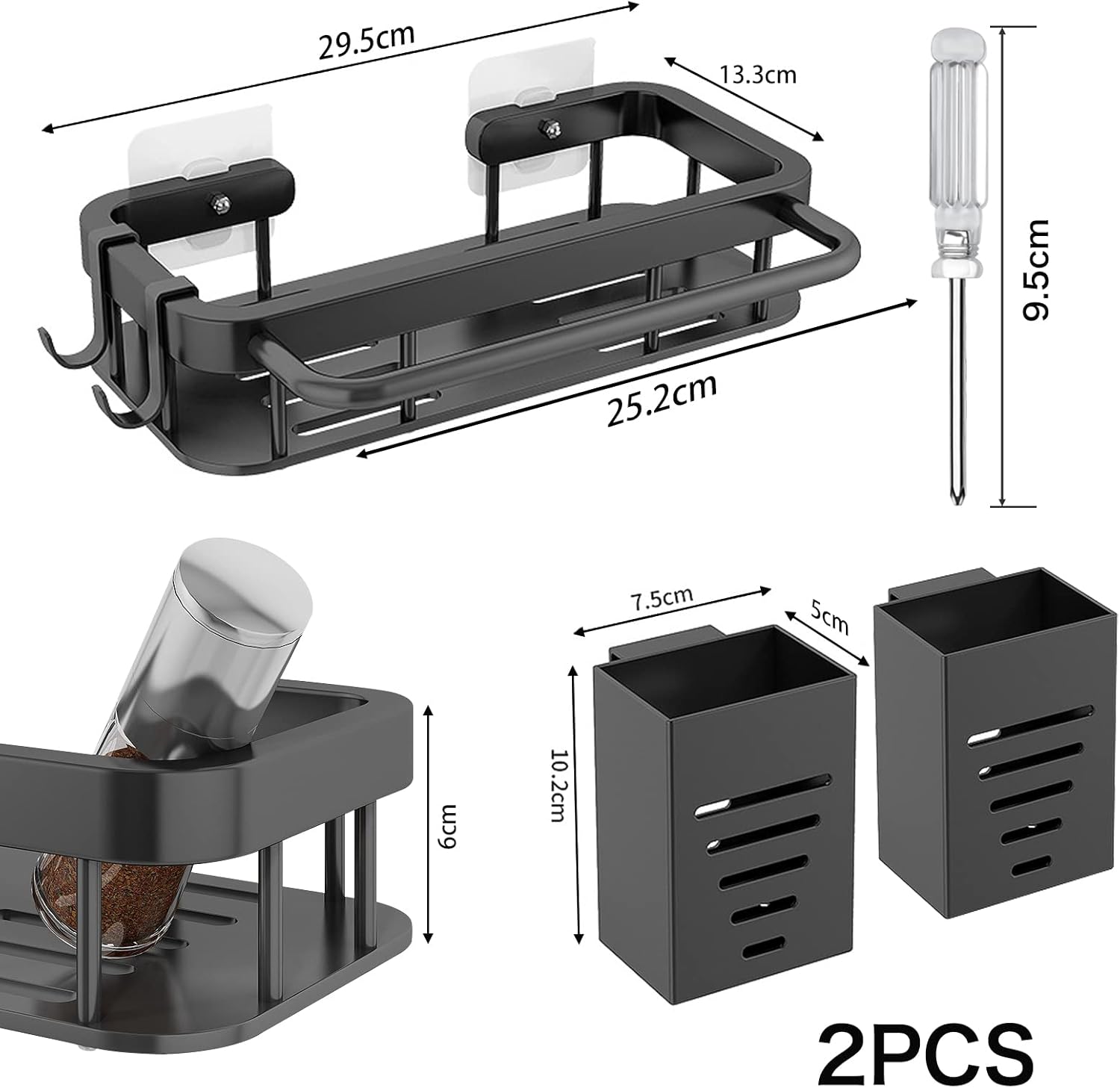 Organizer Per Lavello Cucina - Portaspugne In Acciaio Con Vaschetta Scarico, Bianco - Foto 14